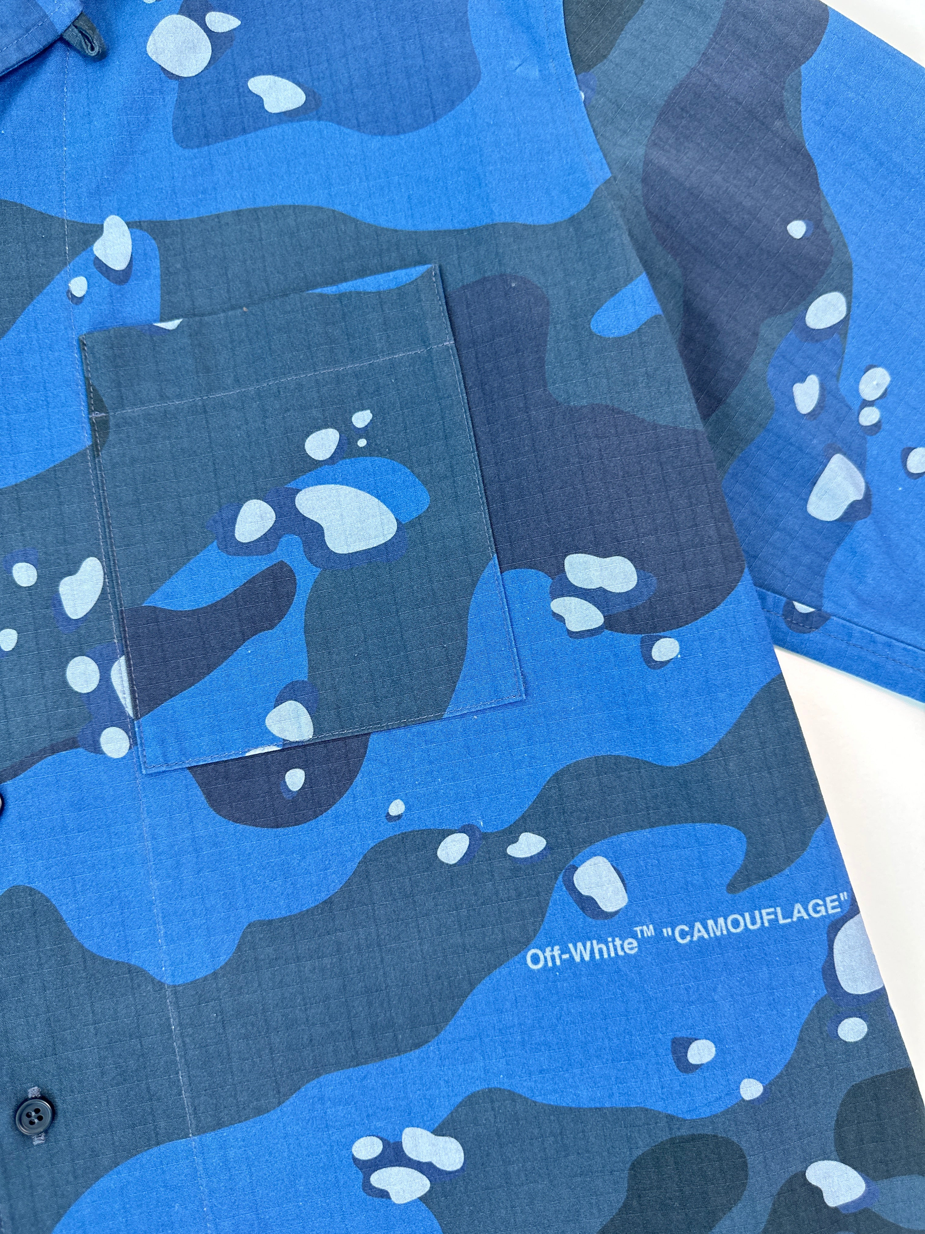 Camicia Camouflage Poplin Holiday Blue