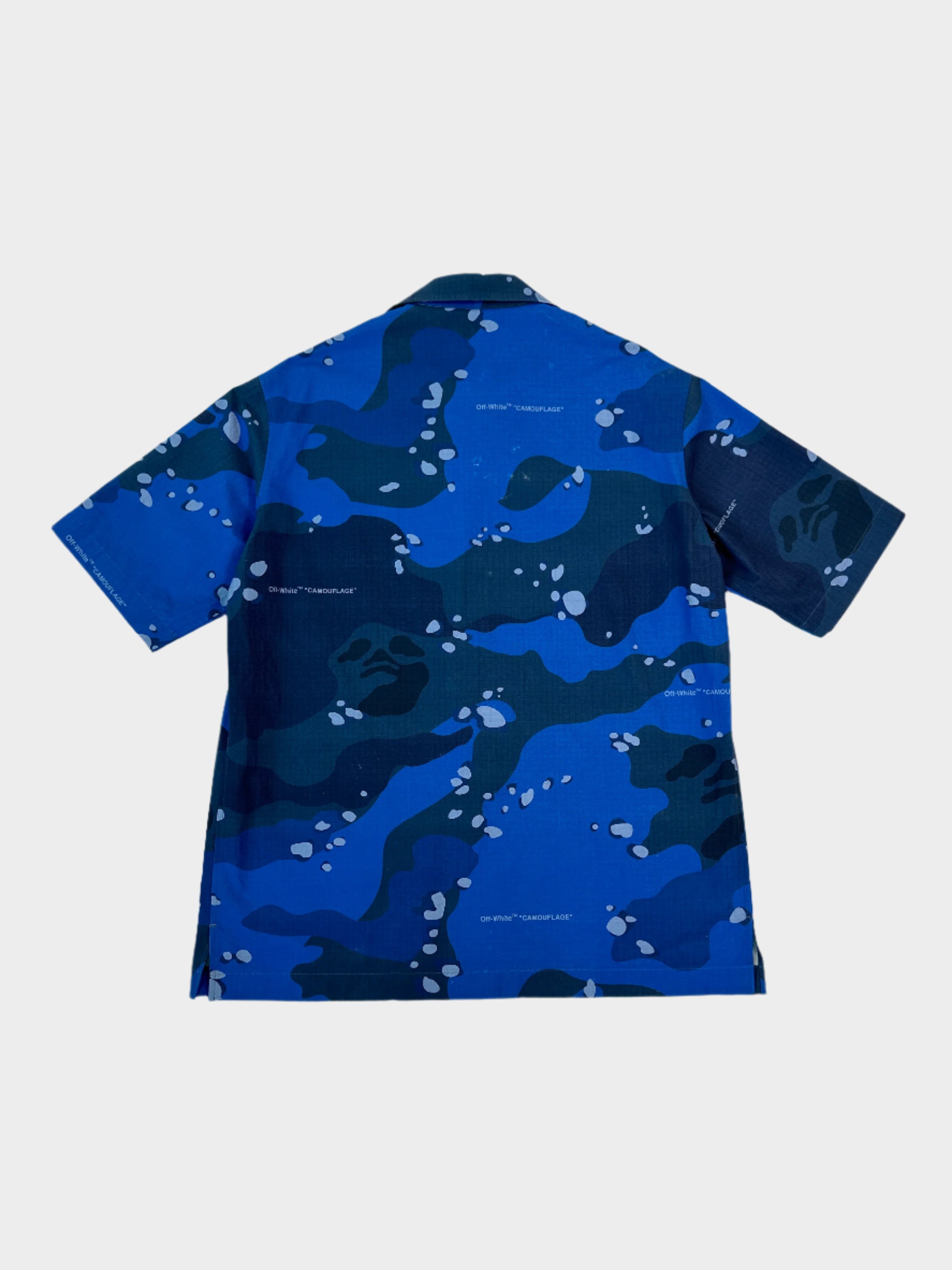 Camicia Camouflage Poplin Holiday Blue