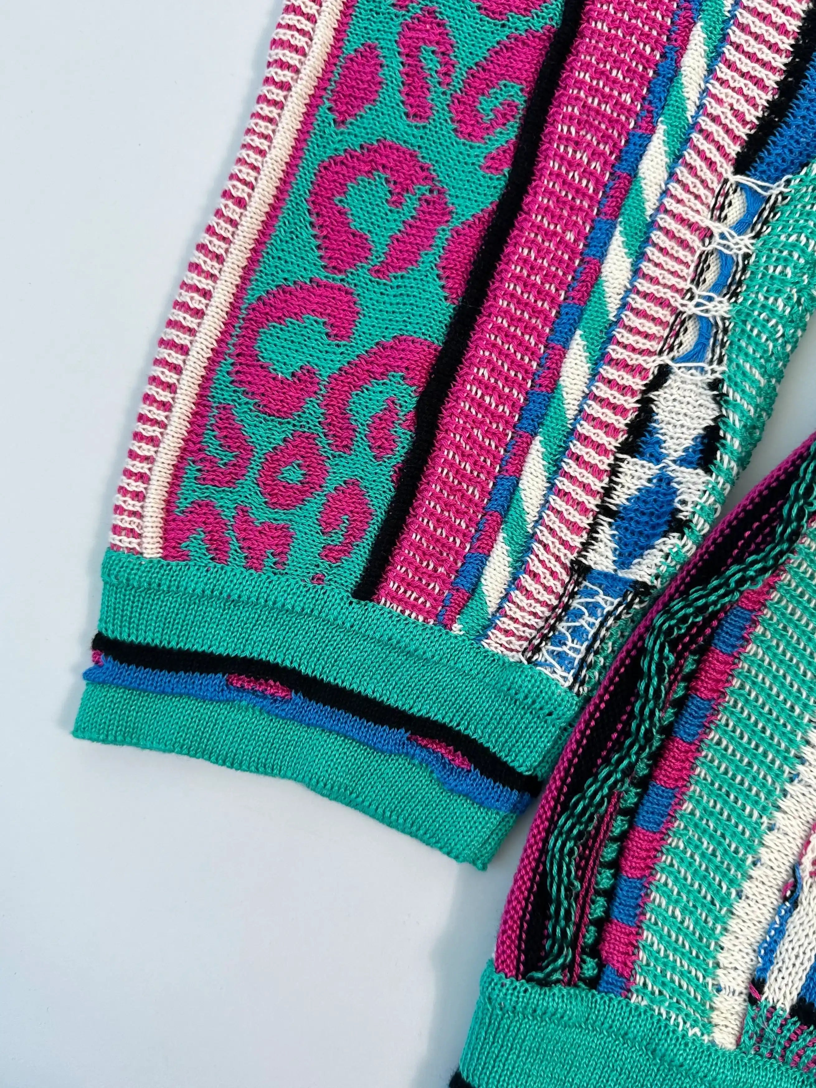 Cardigan Multicolor In Maglia Con Cintura