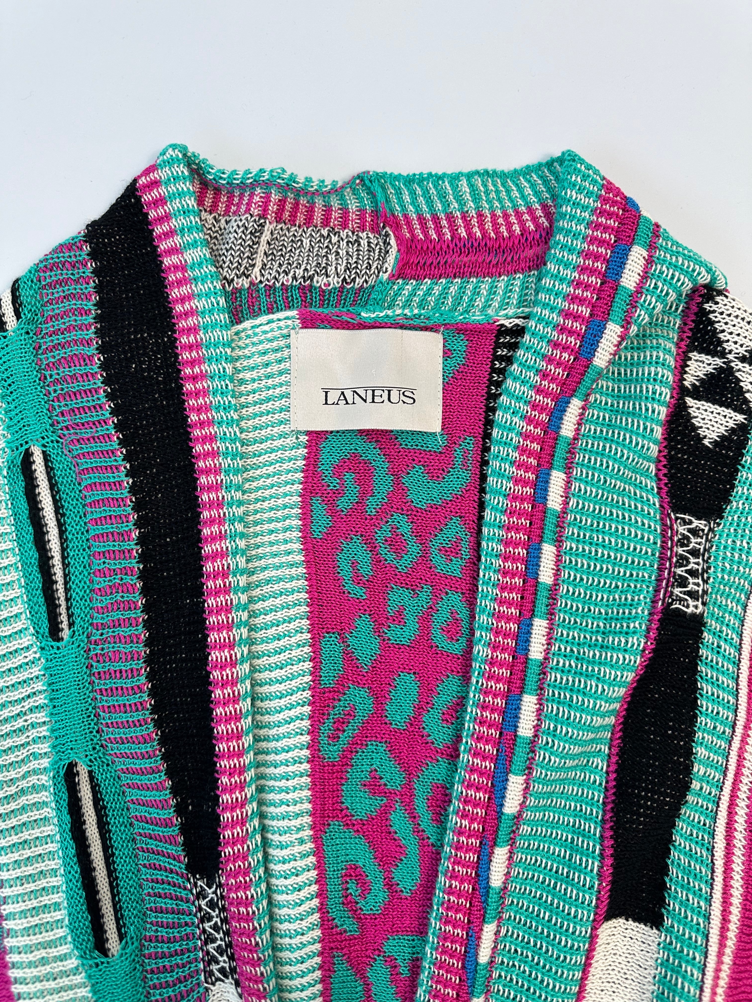 Cardigan Multicolor In Maglia Con Cintura