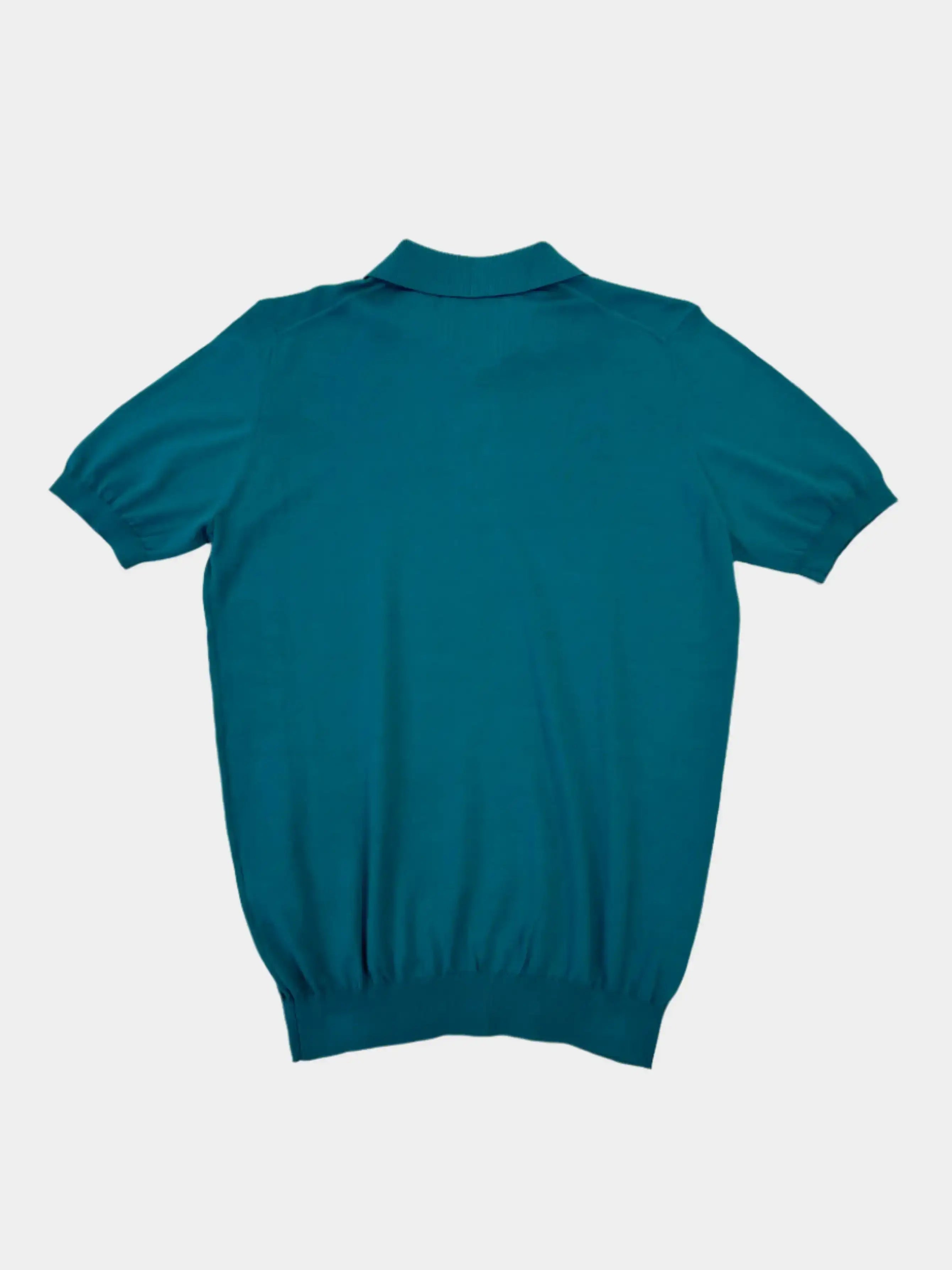 Polo In Maglia Verde Cotone E Seta