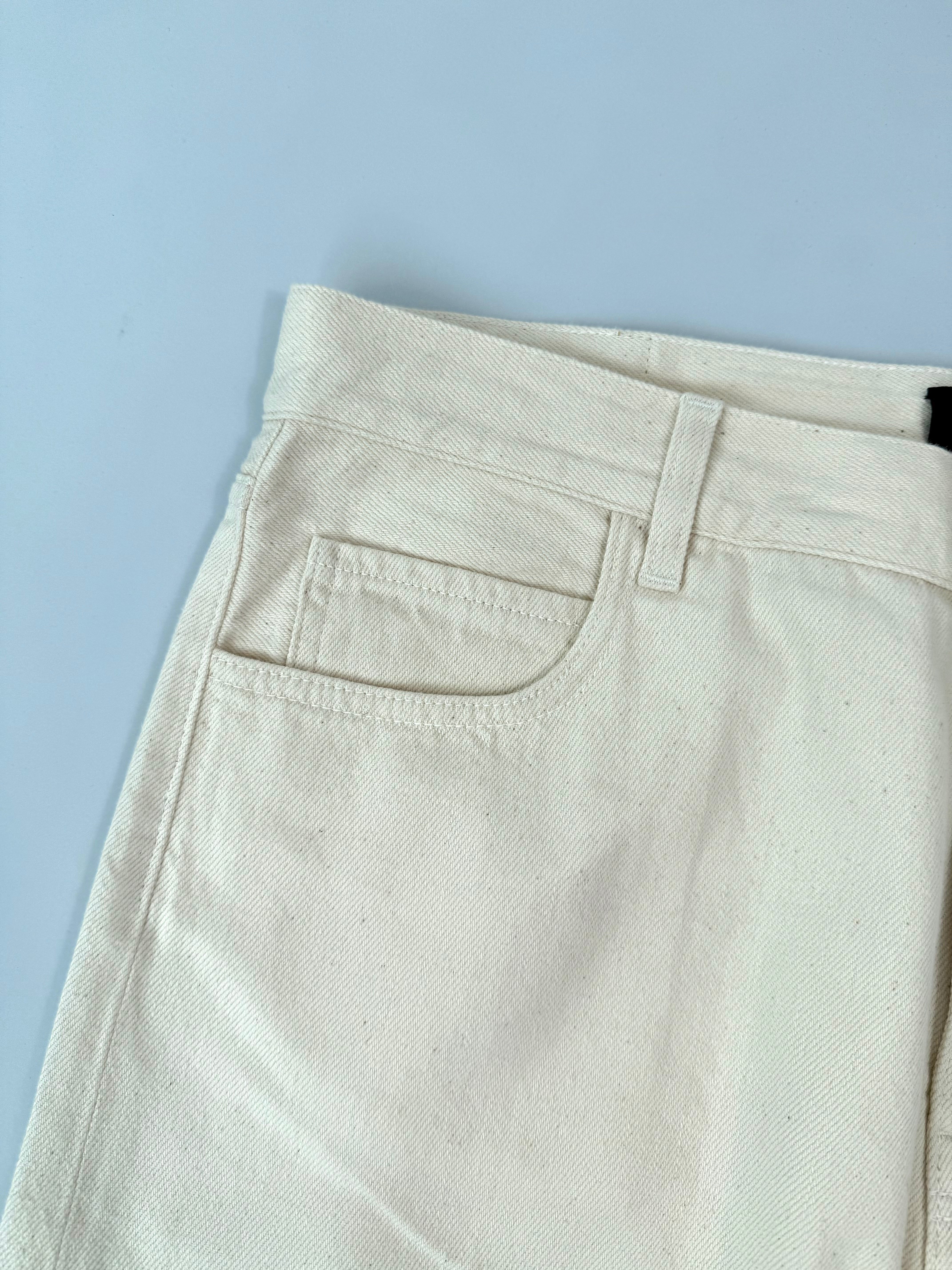 Raw Denim Cargo Pants Ivory