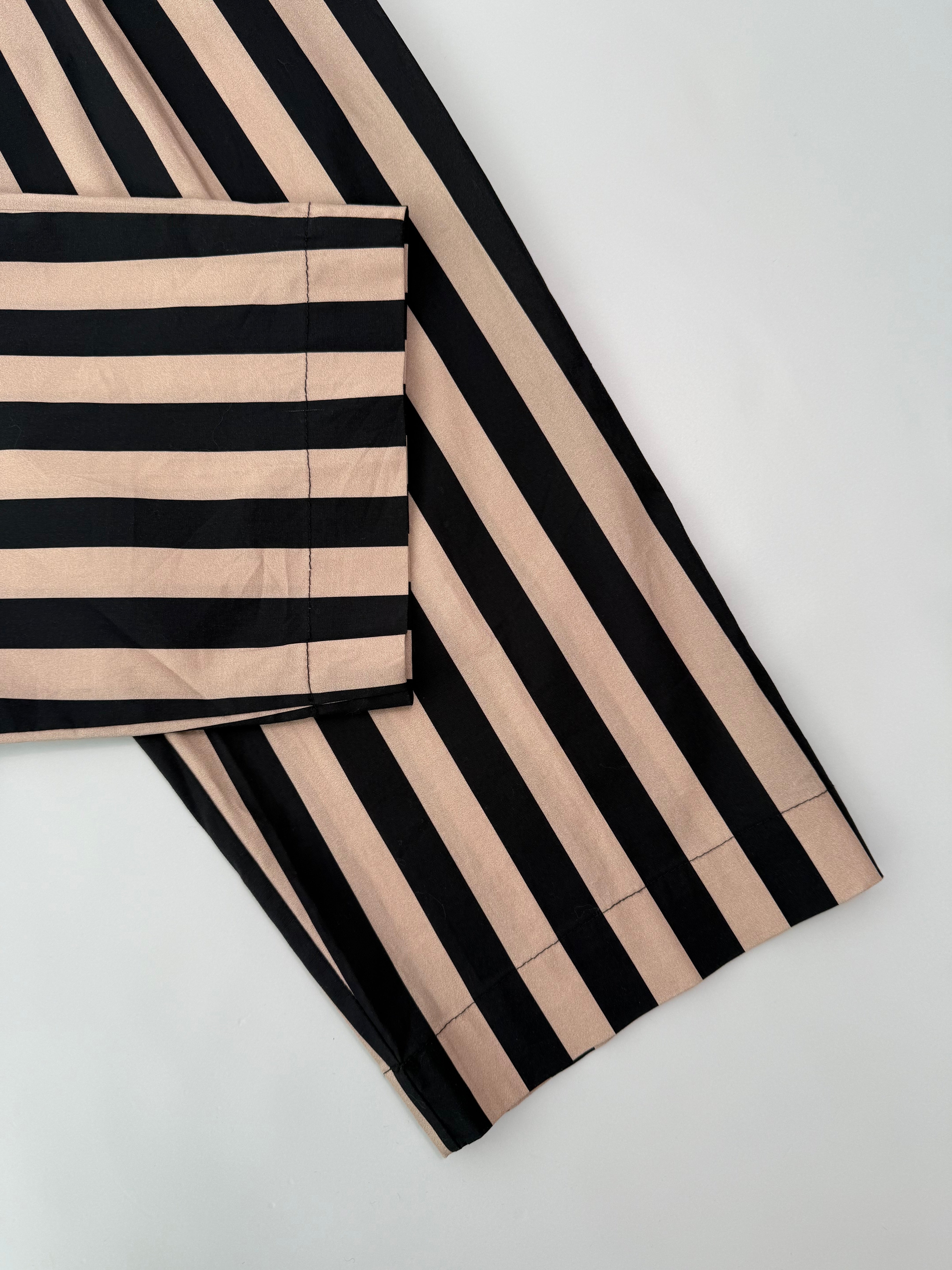 Pantaloni A Righe Verticali Beige E Nere