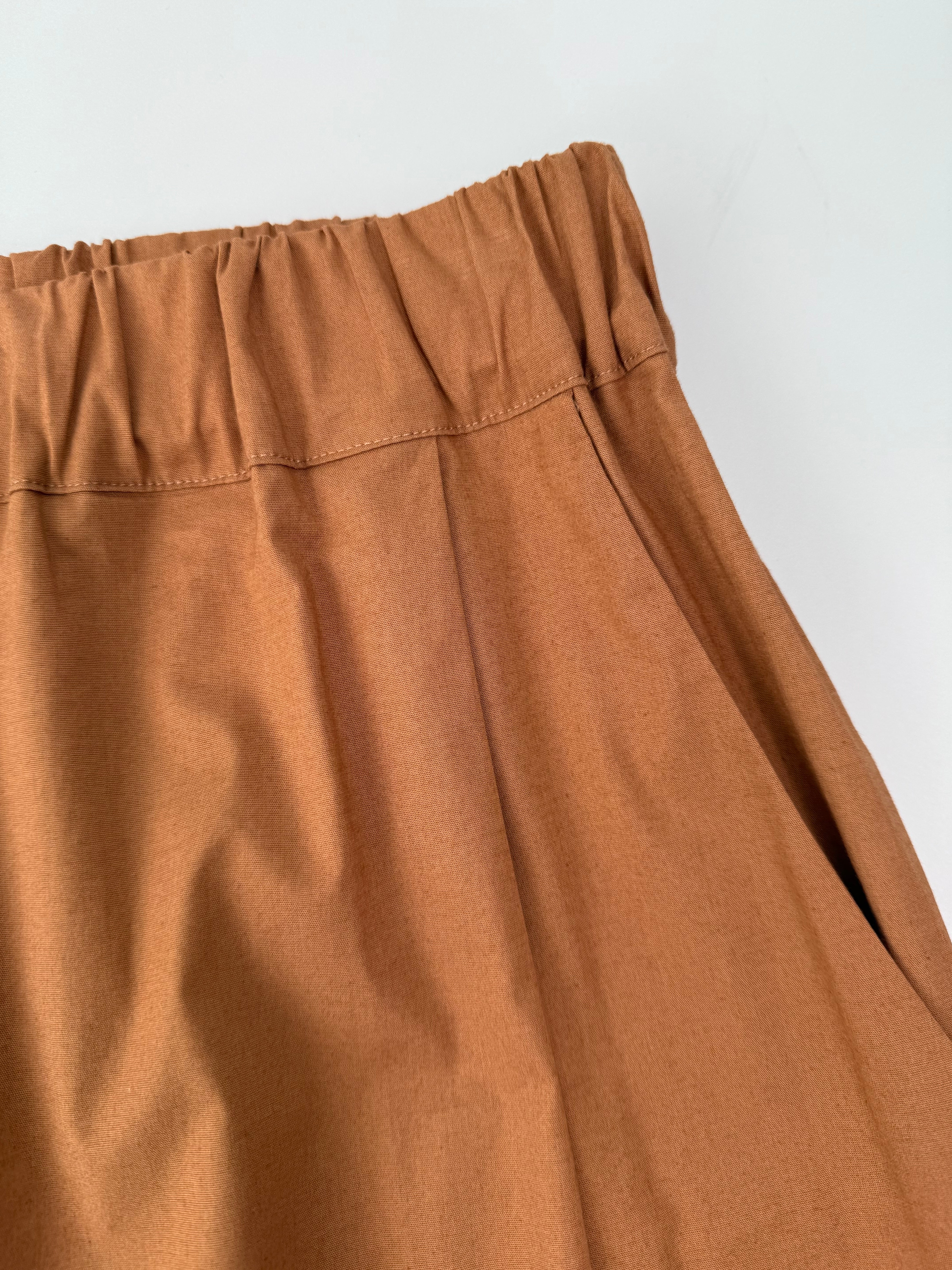 Pantaloni Tabacco In Cotone Elasticizzato