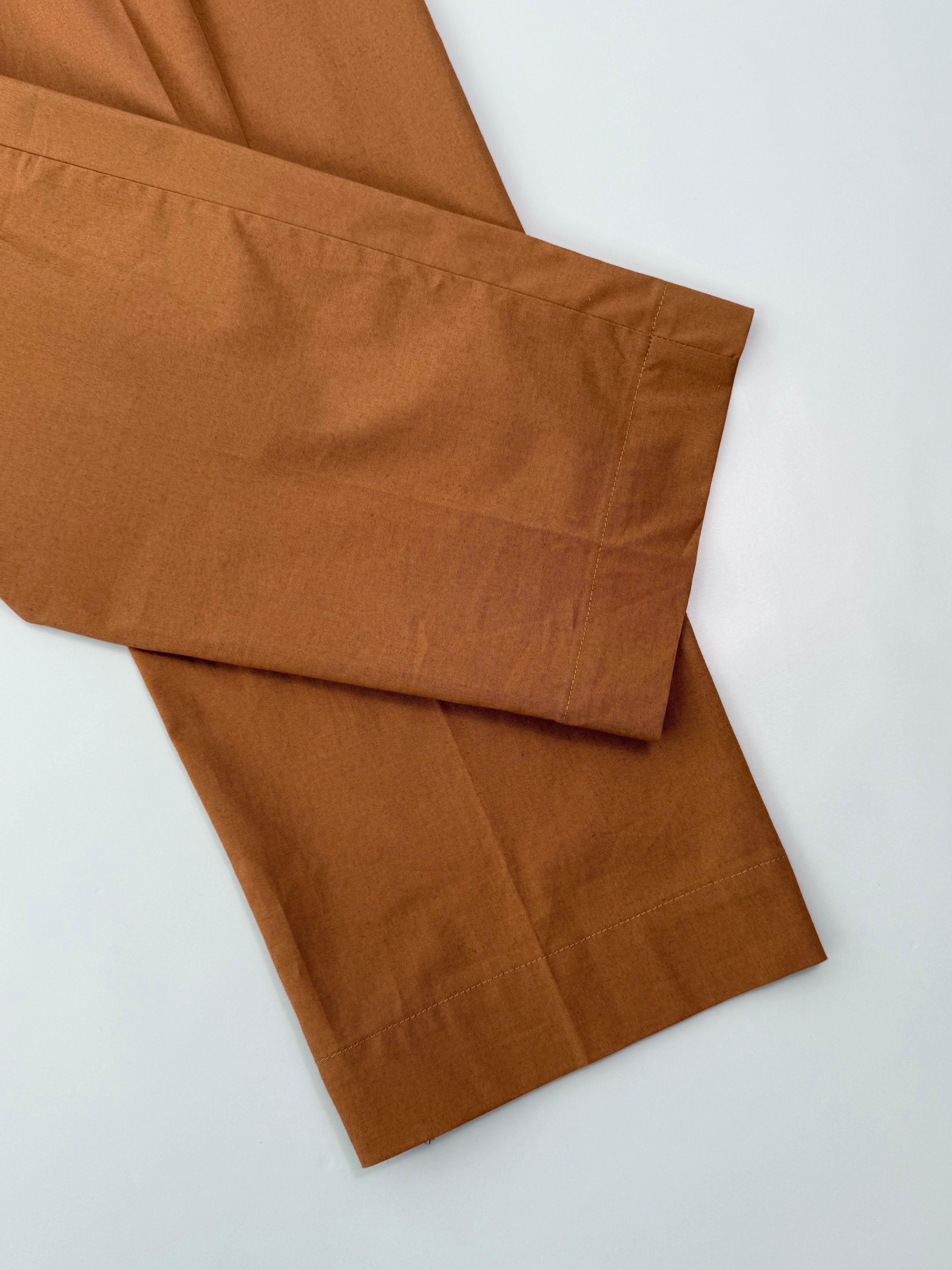 Pantaloni Tabacco In Cotone Elasticizzato