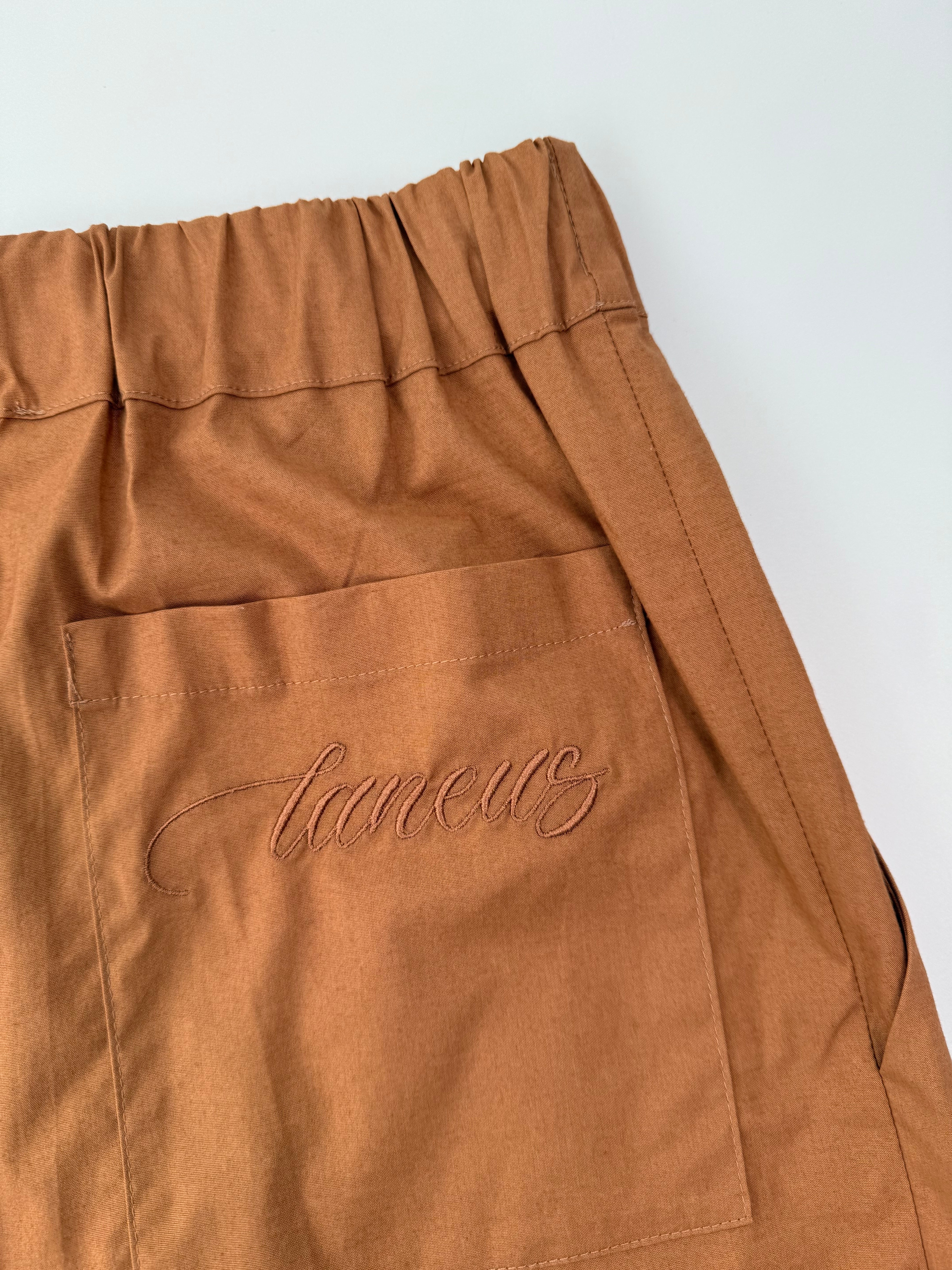 Pantaloni Tabacco In Cotone Elasticizzato