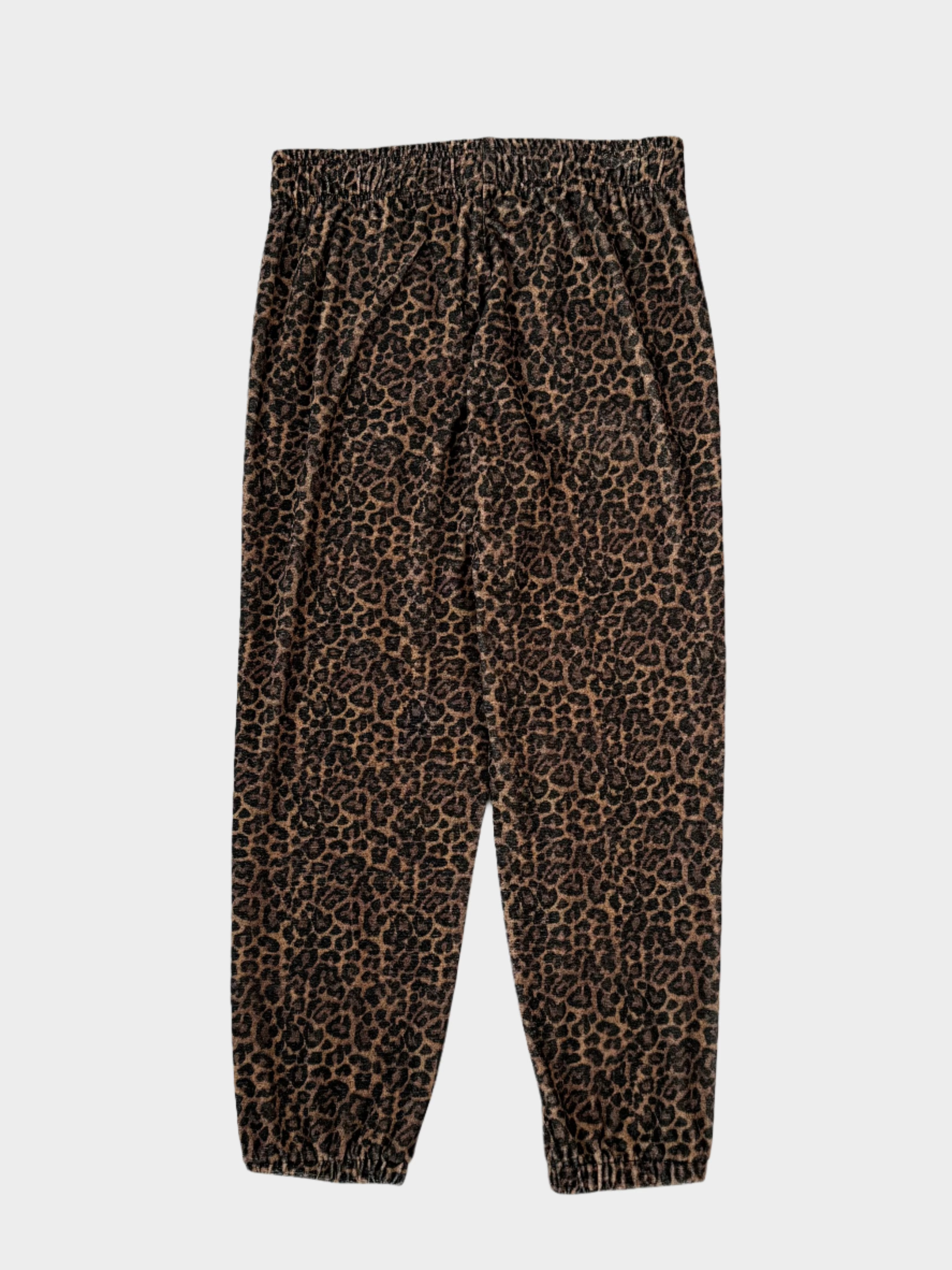 Pantaloni Animalier Marrone In Velluto Con Fondo Elasticizzato