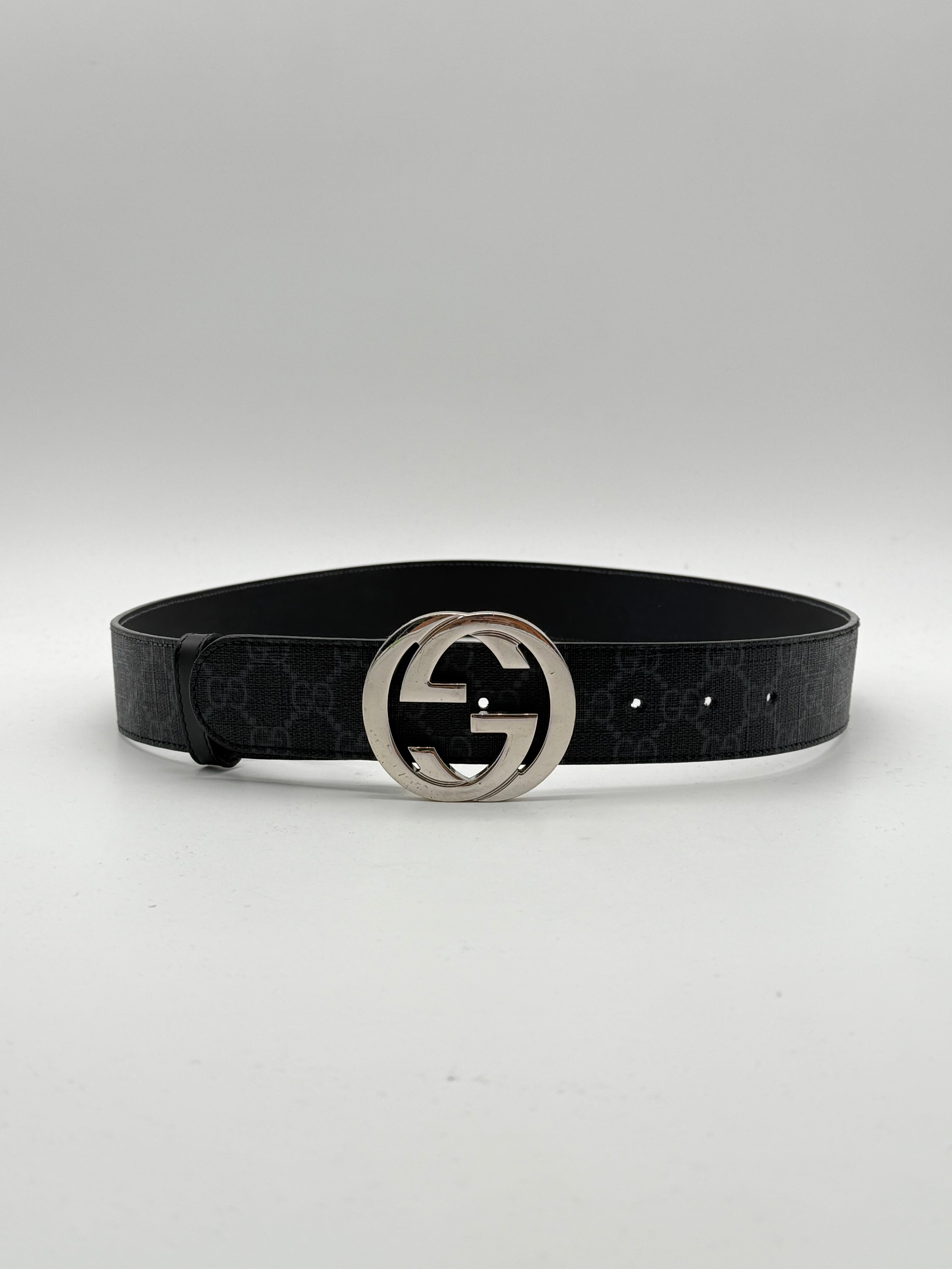 Cintura GG Supreme Nera Con Fibbia Logo