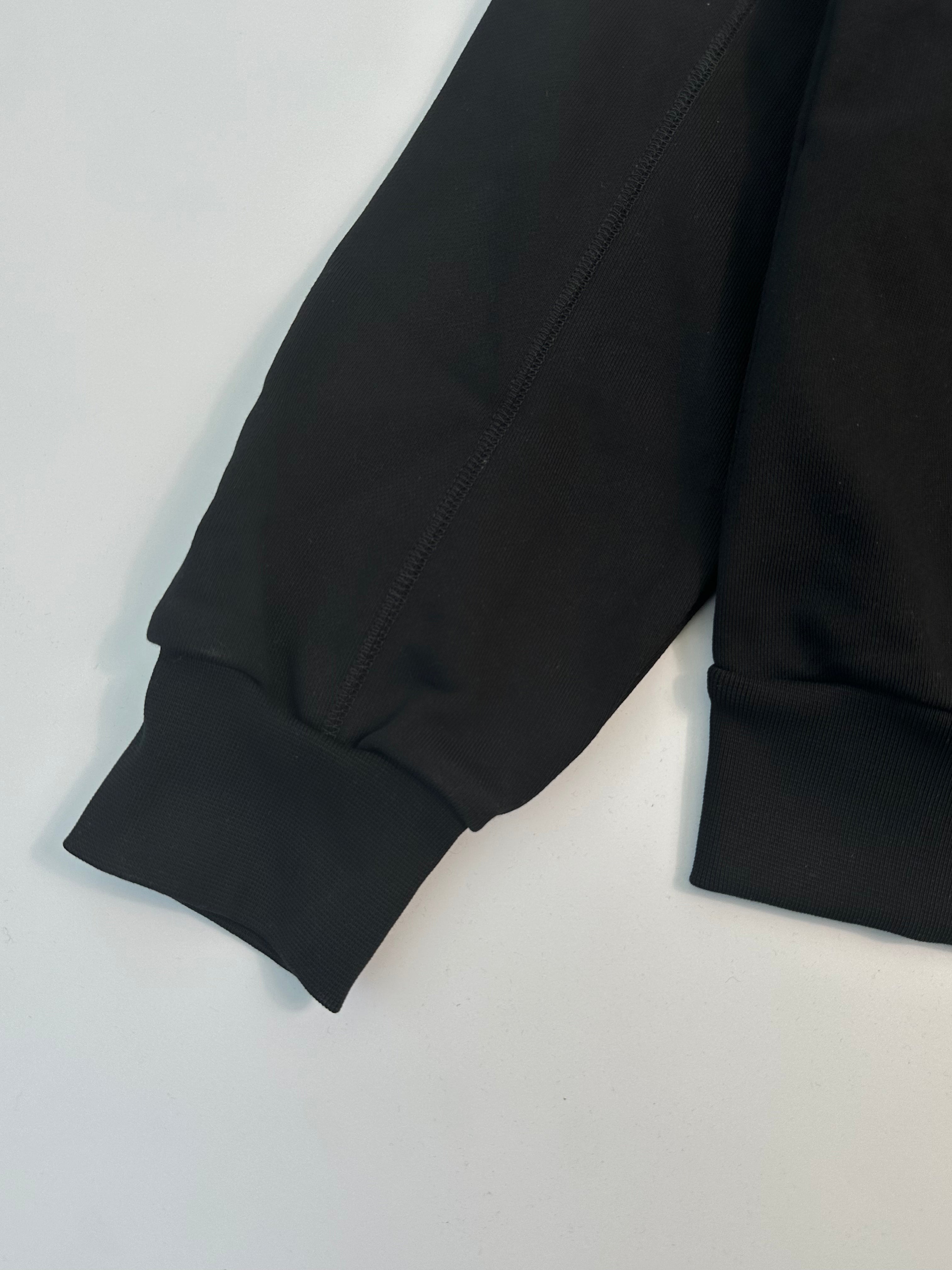 Felpa Nera Con Raglan E Cappuccio Con Logo Stampato