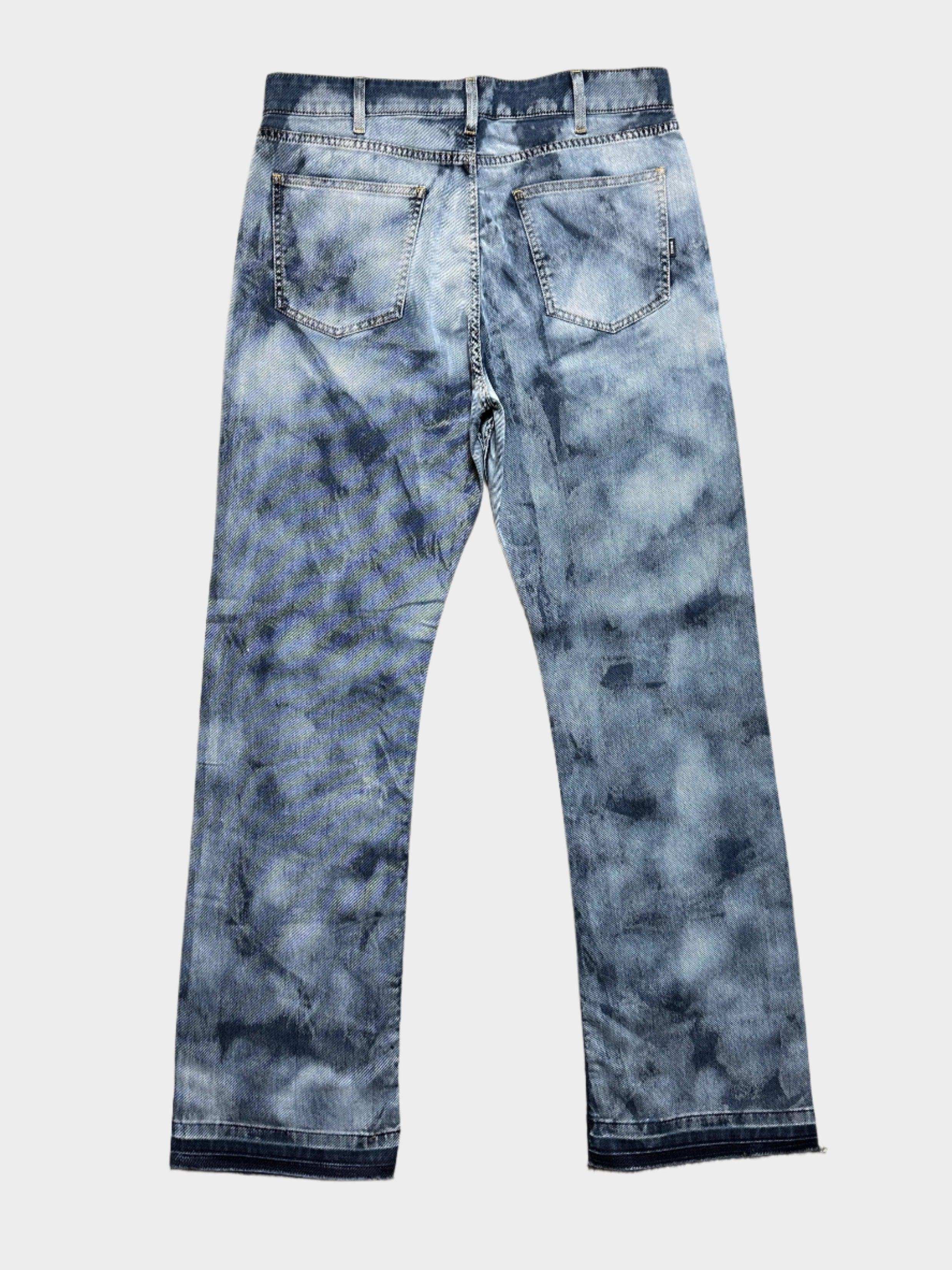 Faded Effect Jeans with Frayed Hems
