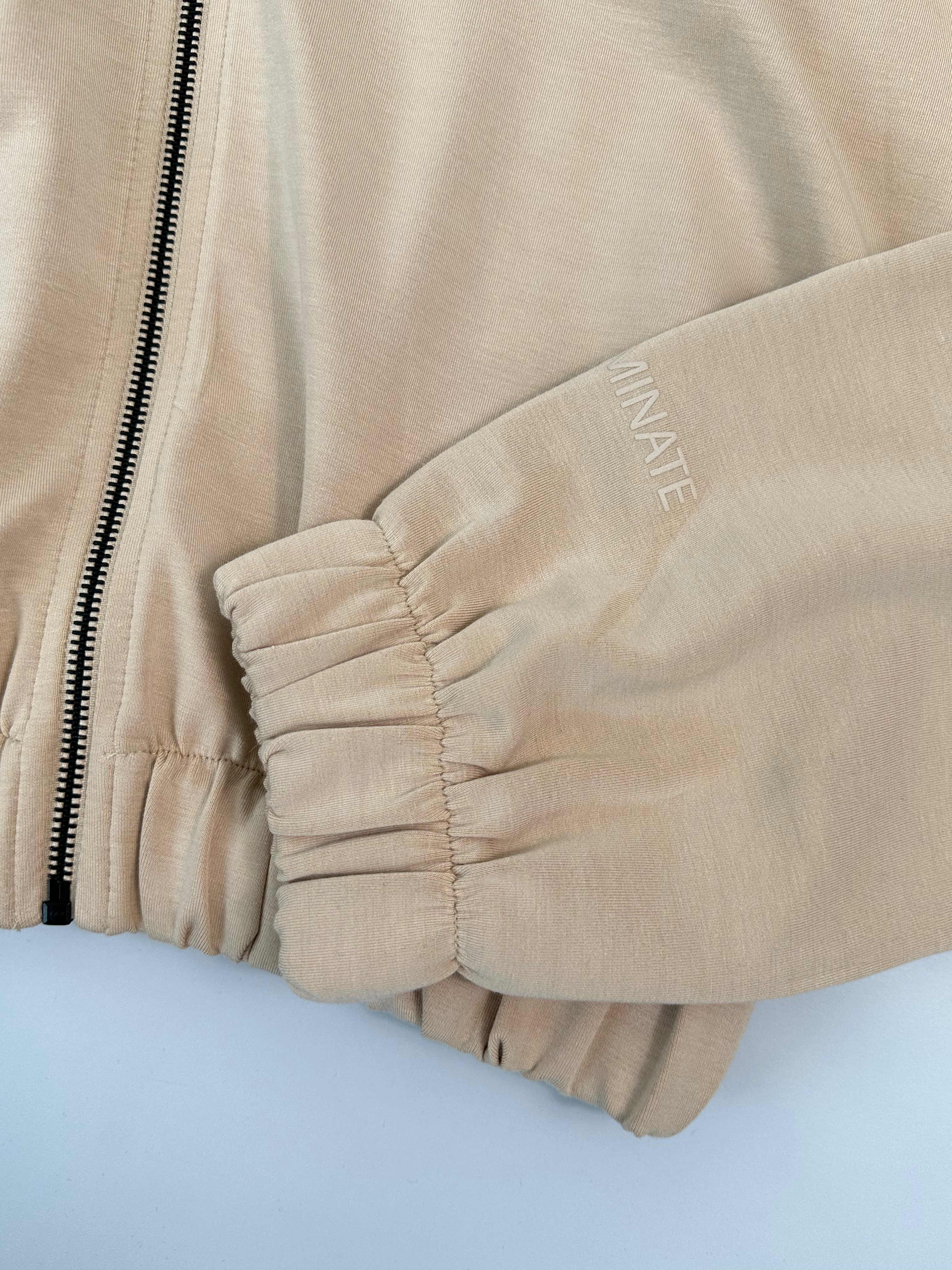 Hazelnut Cropped Zip Up Hoodie