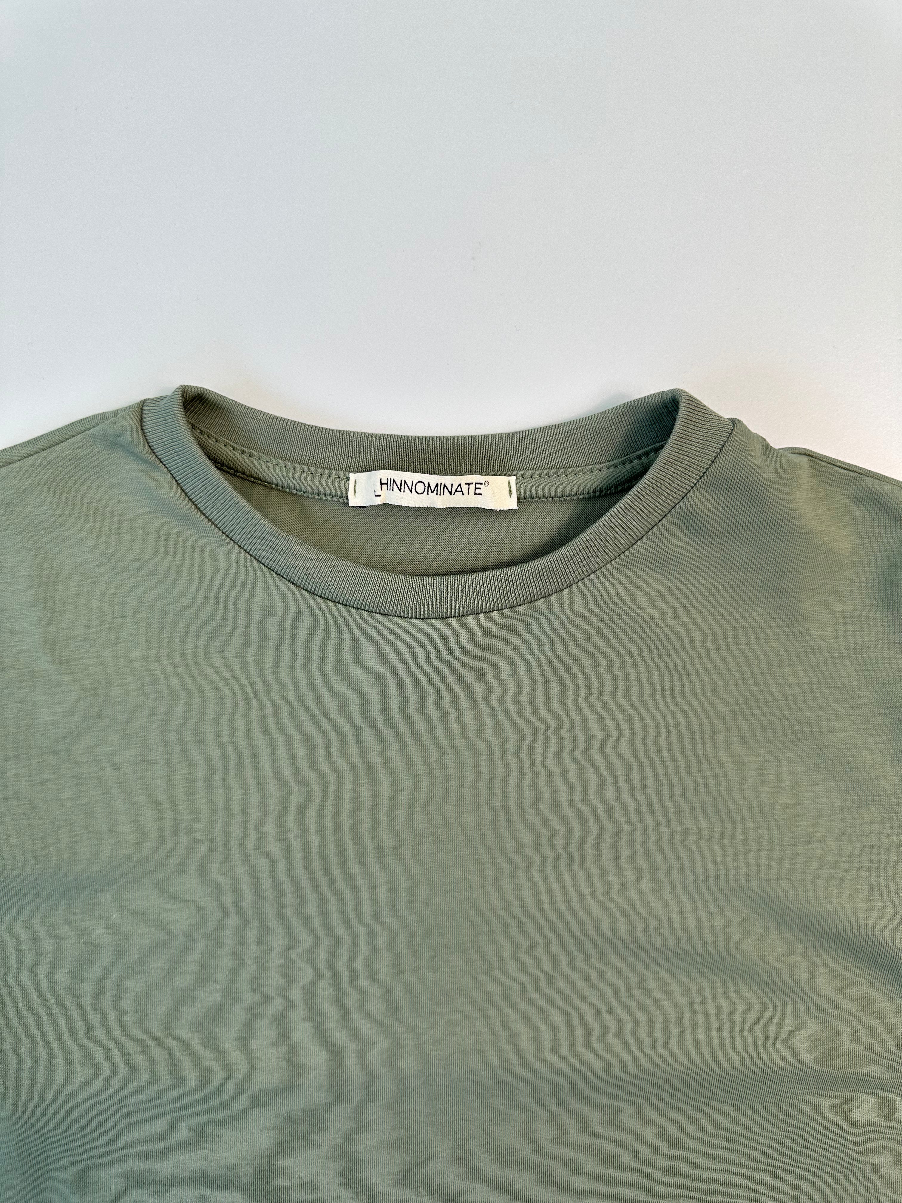 Crop Top Salvia In Jersey Di Cotone A Manica Lunga Con Stampa