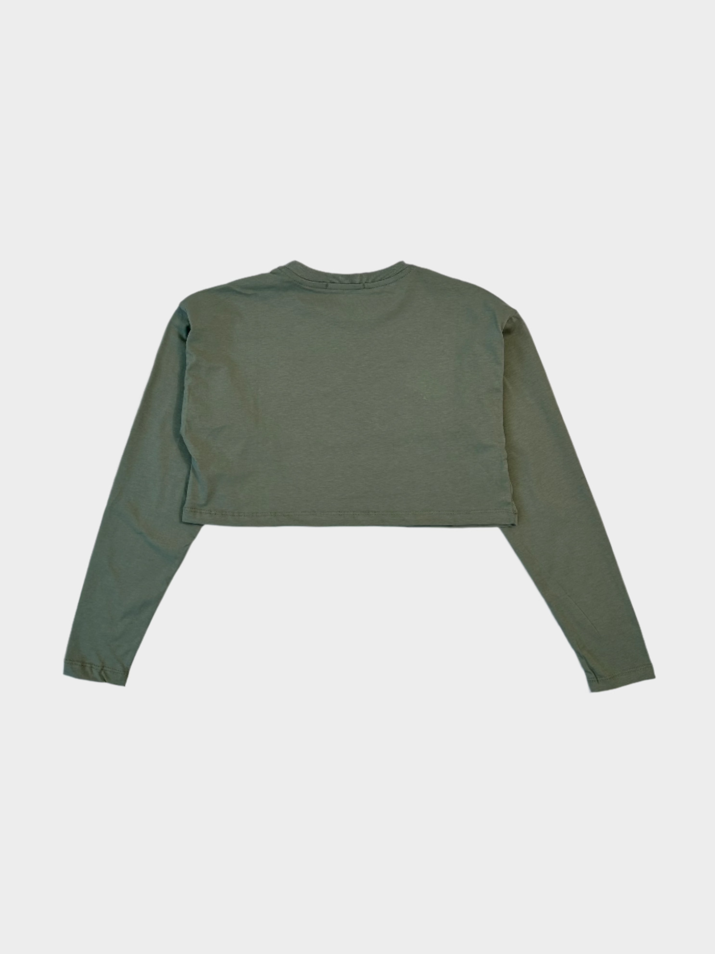 Crop Top Salvia In Jersey Di Cotone A Manica Lunga Con Stampa
