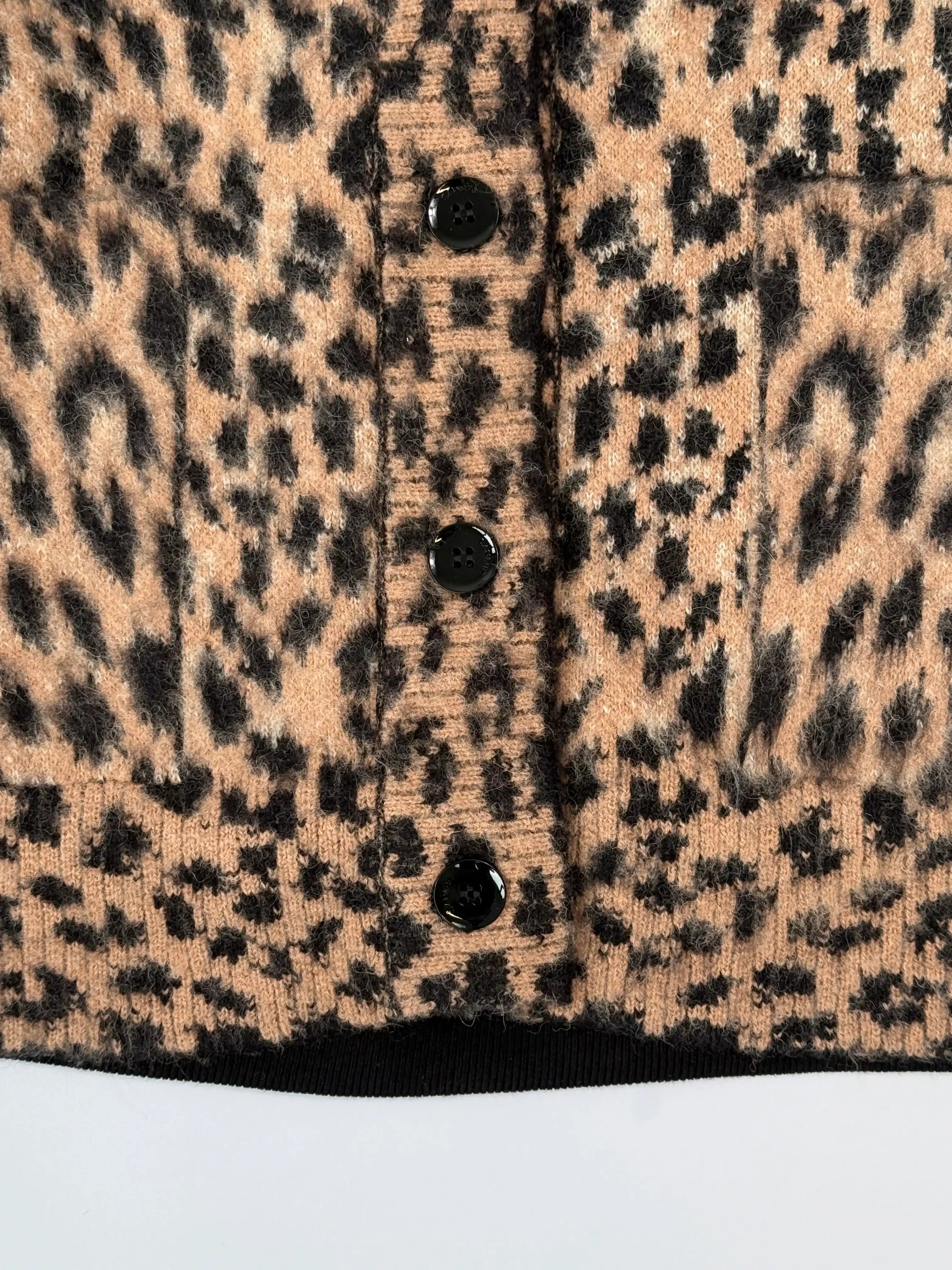 Bomber In Maglia Leopardata Con Retro A Contrasto