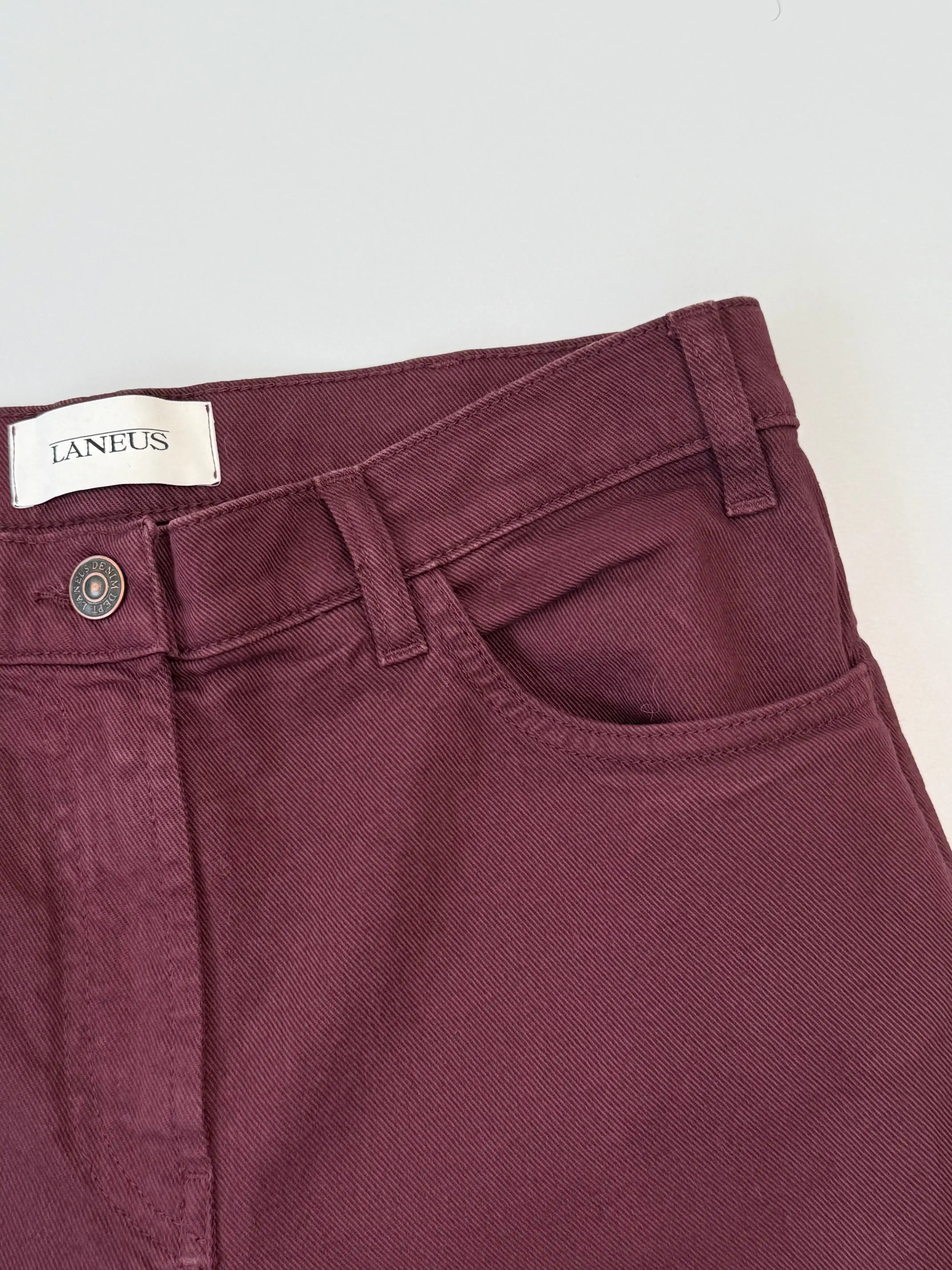 Pantaloni Slim Bordeaux In Cotone Stretch