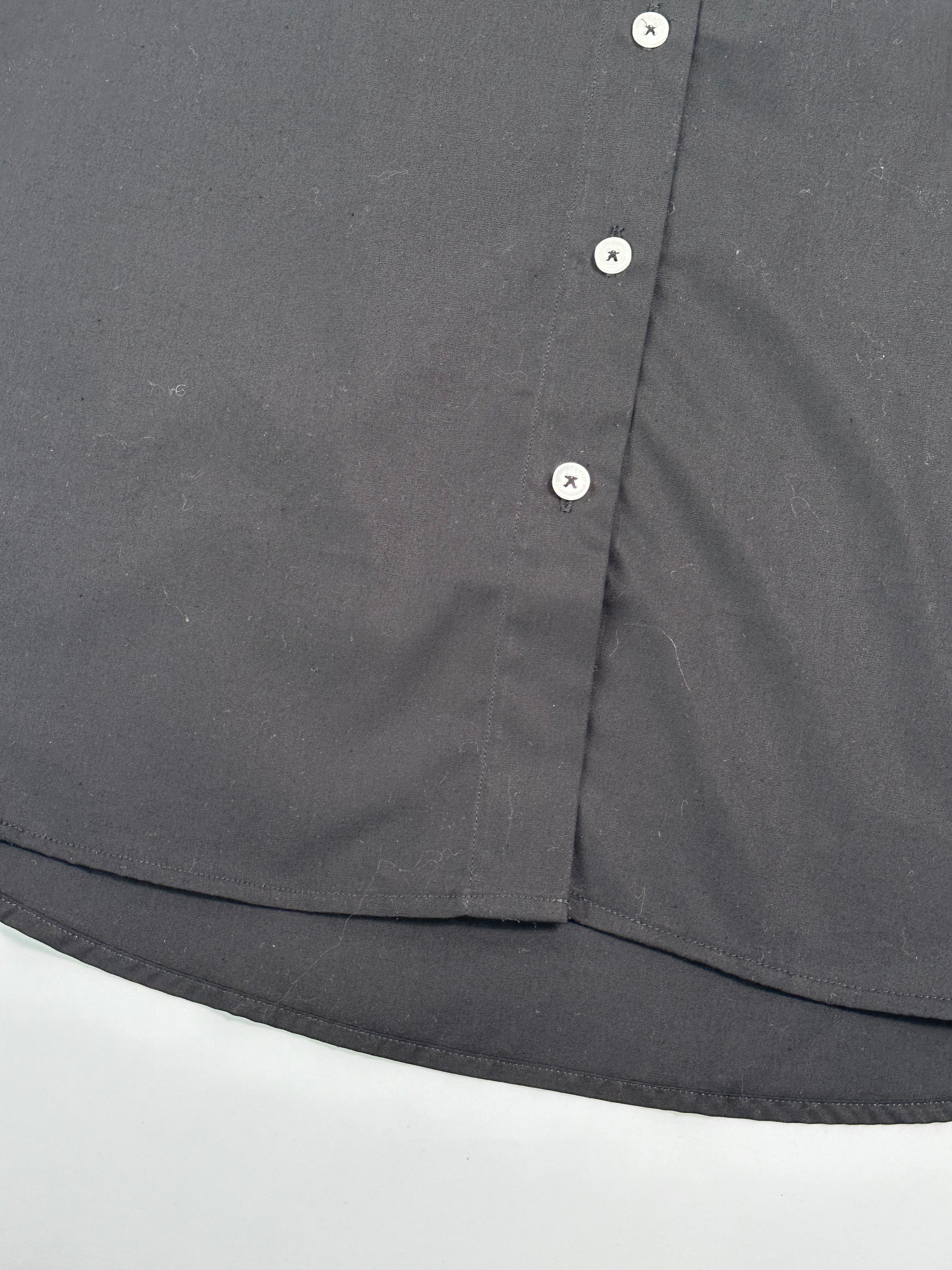 Camicia Over In Cotone Nero Con Etichetta Sul Polso
