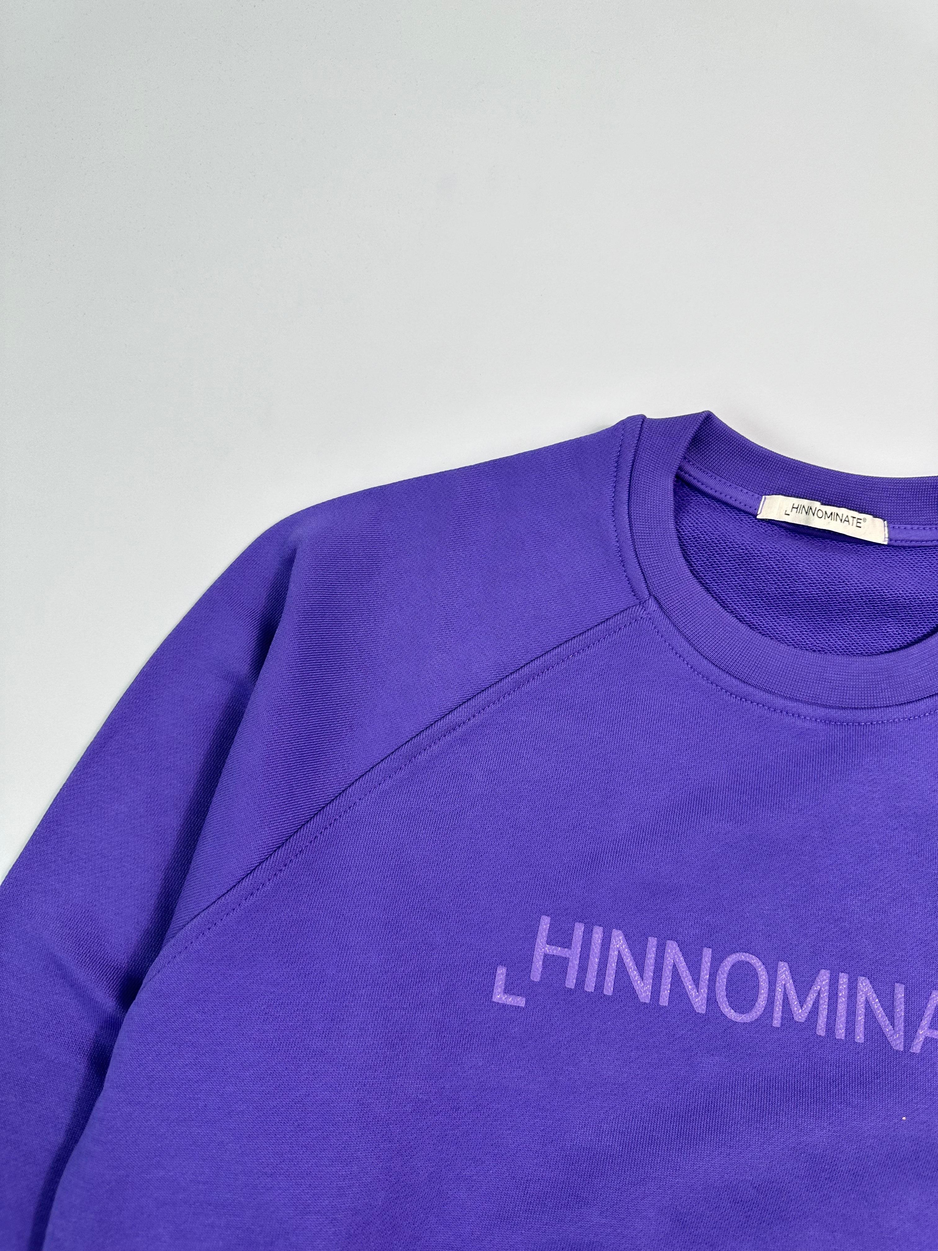 Felpa Crop Girocollo Viola Con Logo In Tono