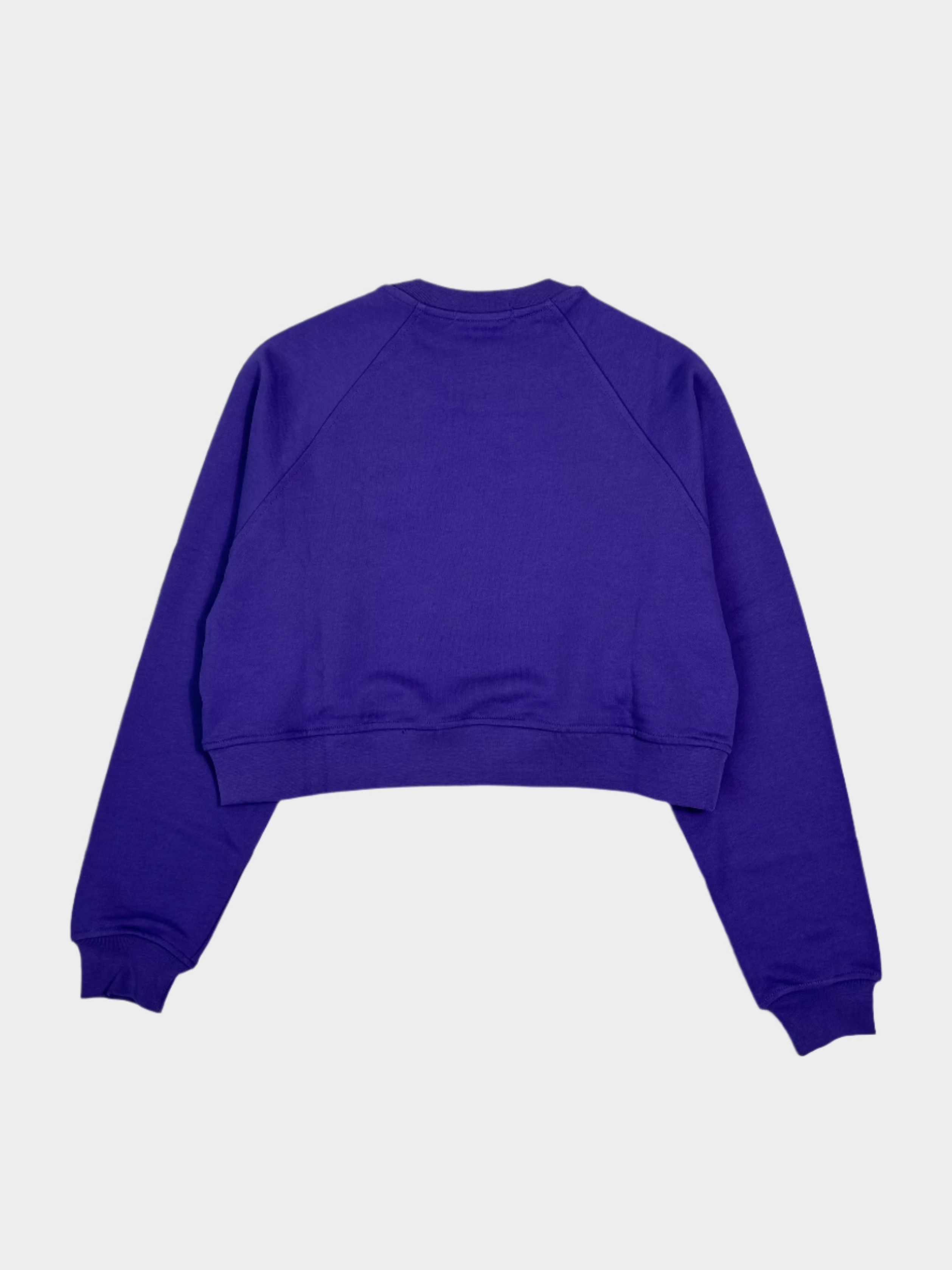 Felpa Crop Girocollo Viola Con Logo In Tono