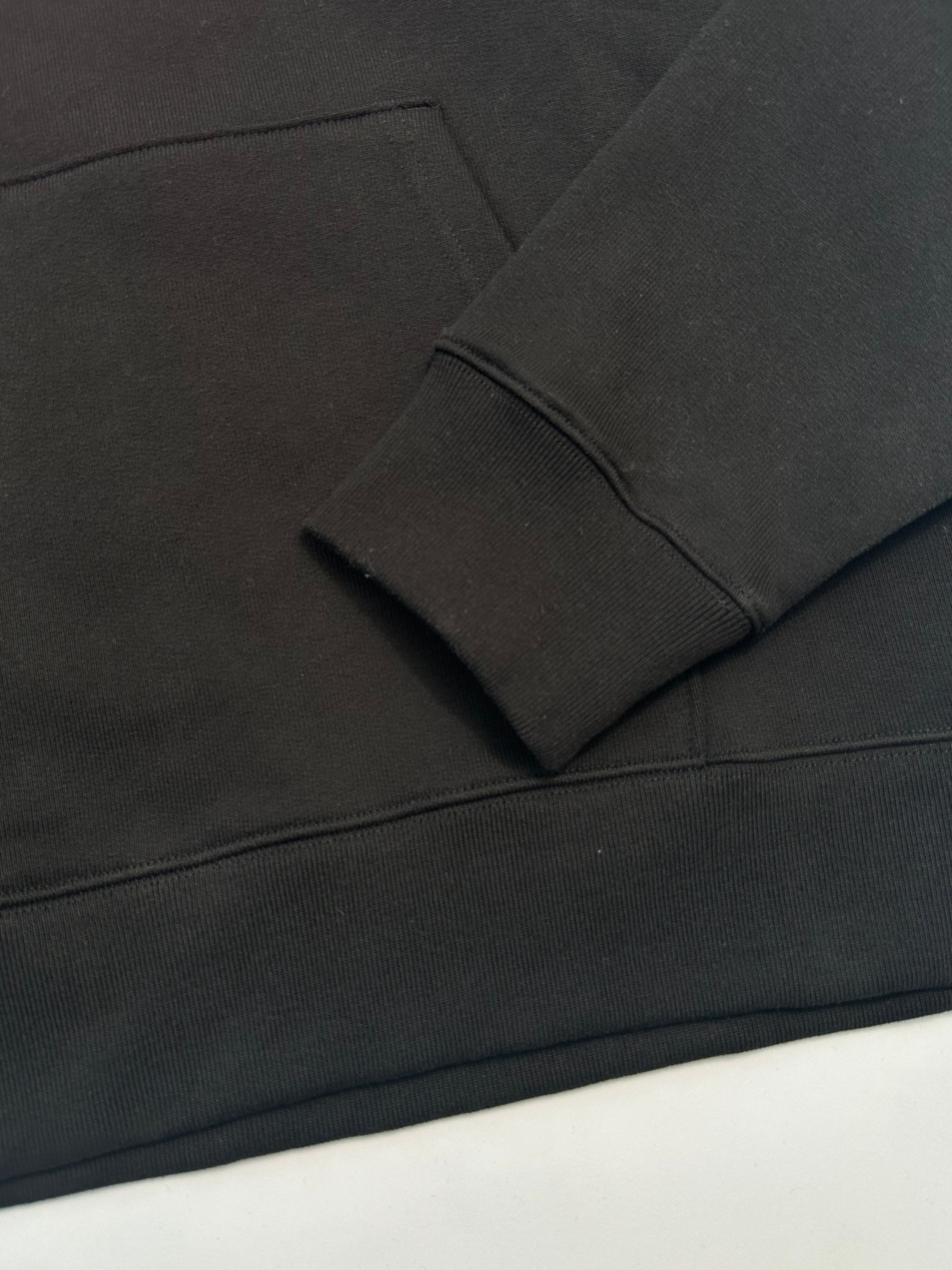 Felpa Paris Classic Hoodie Nera Con Logo Ricamato