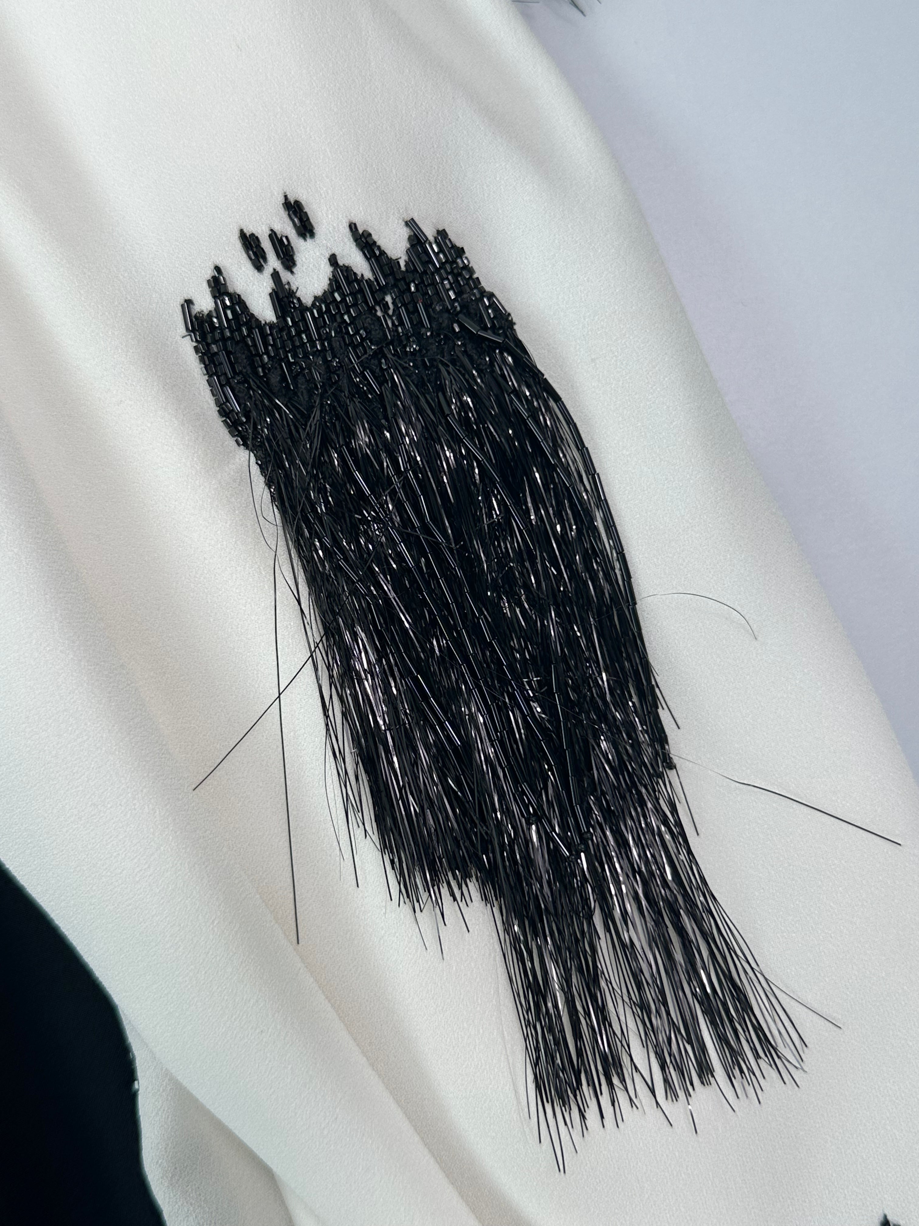 Two-Tone Shirt With Fringes Black/White