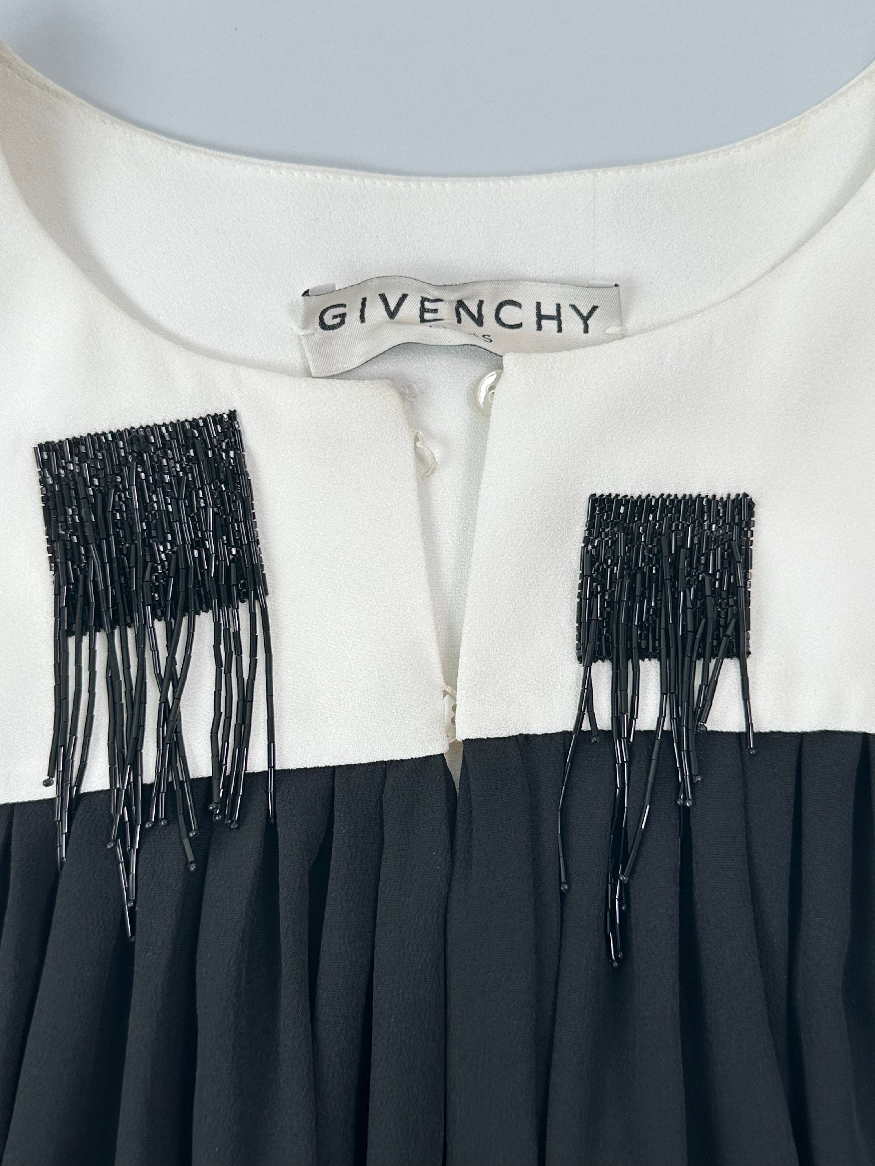 Two-Tone Shirt With Fringes Black/White