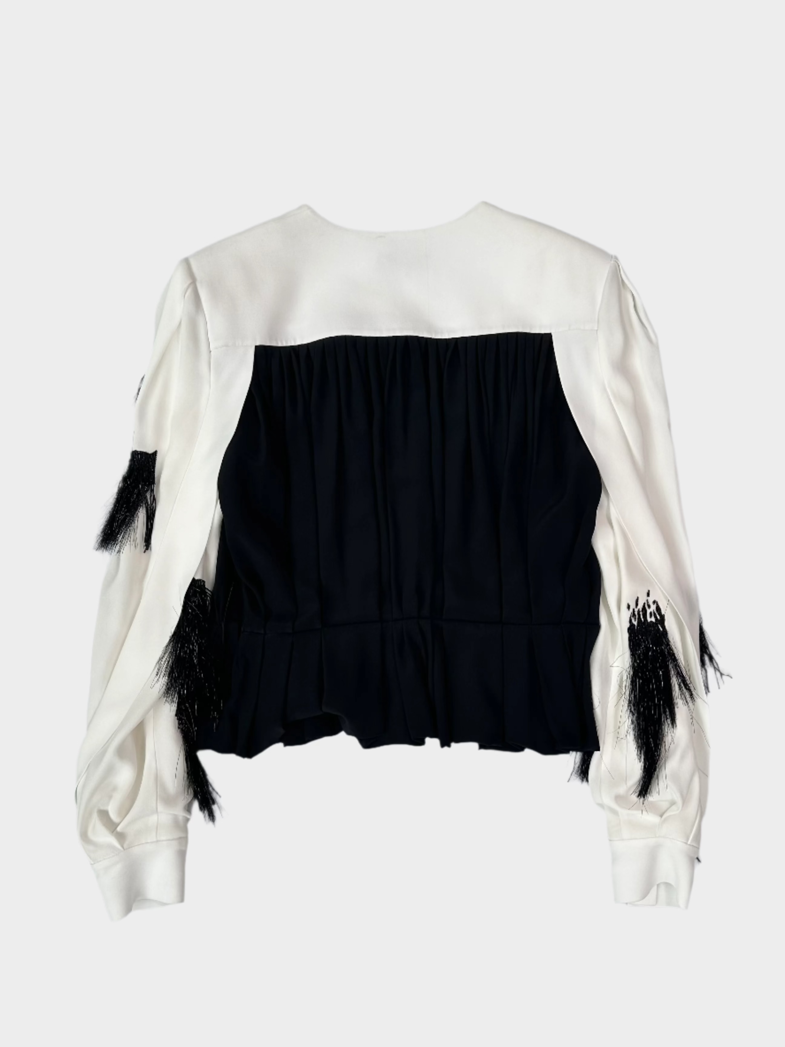 Two-Tone Shirt With Fringes Black/White