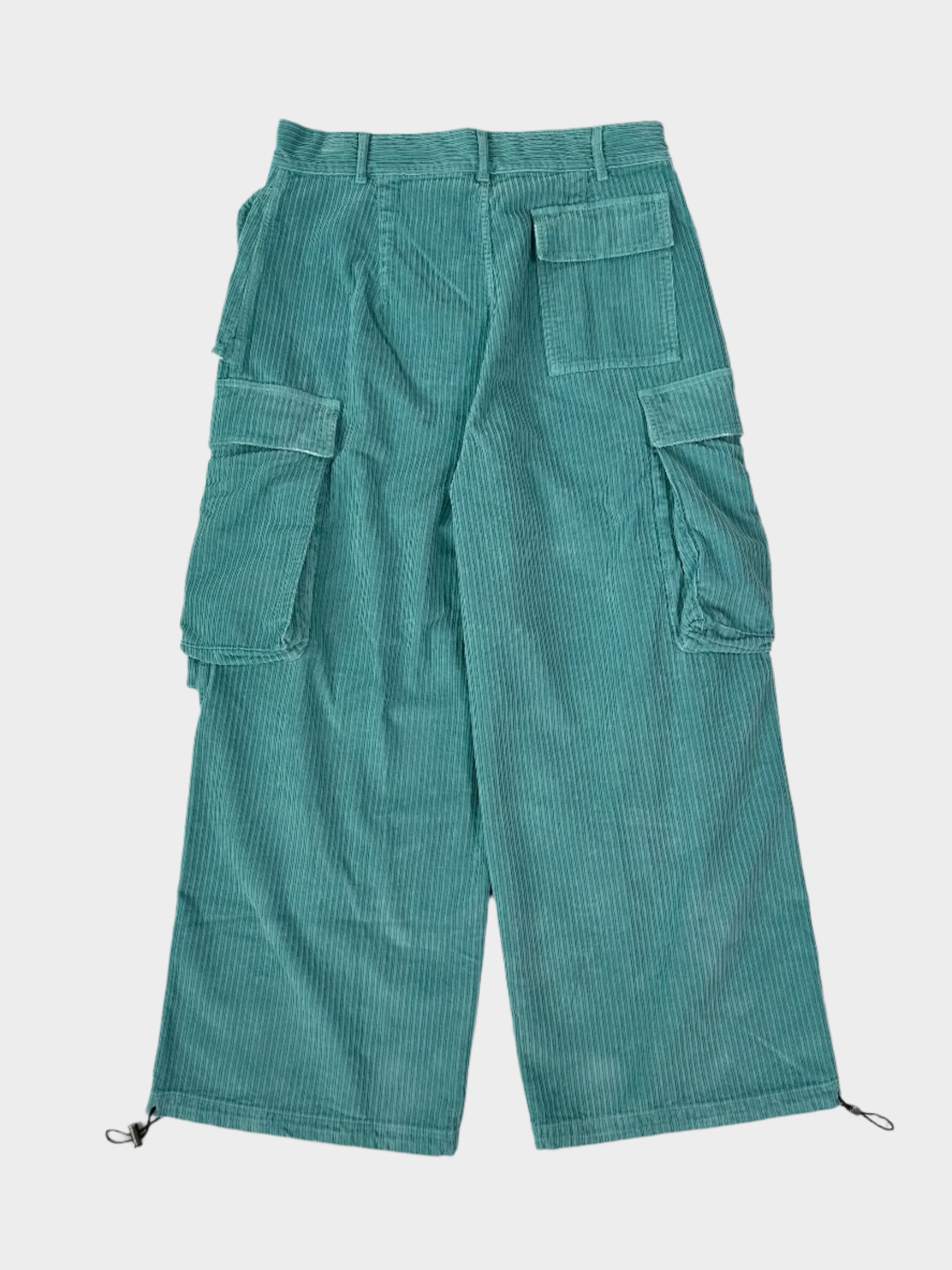 Pantaloni Cargo In Velluto A Coste Verde Acqua