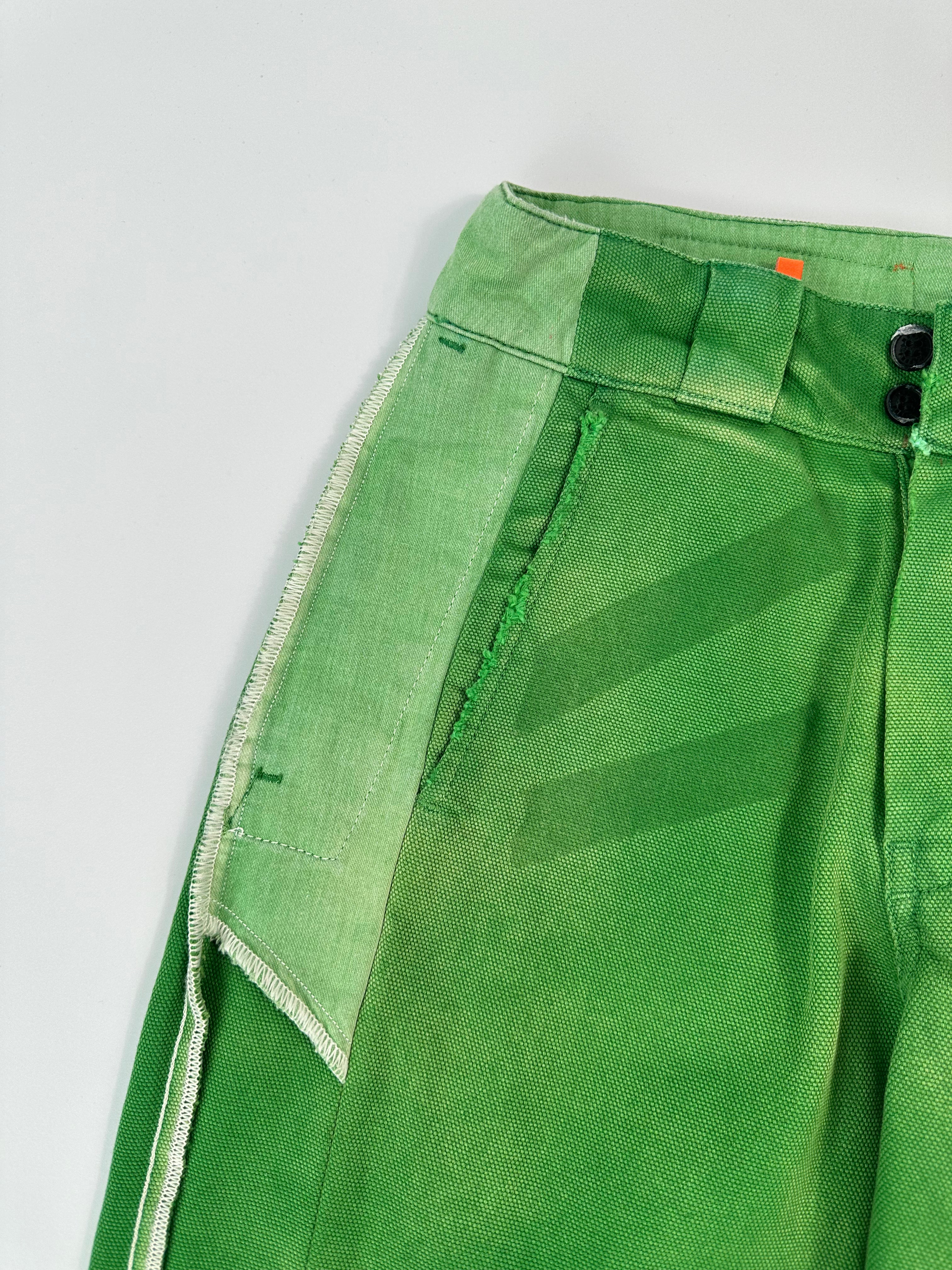 Pantaloni Verdi In Denim Con Dettagli A Contrasto