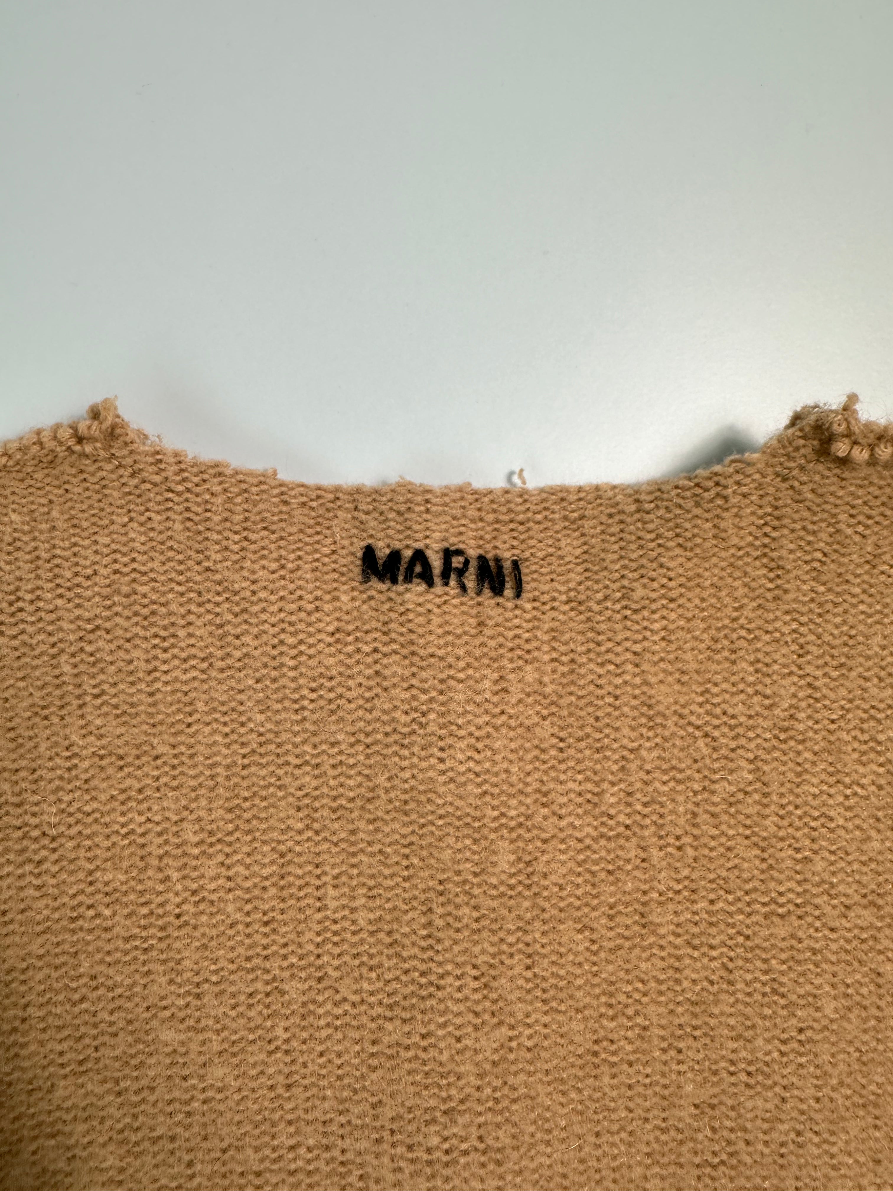 Beige Wool Cashmere Cardigan With Exposed Stitching