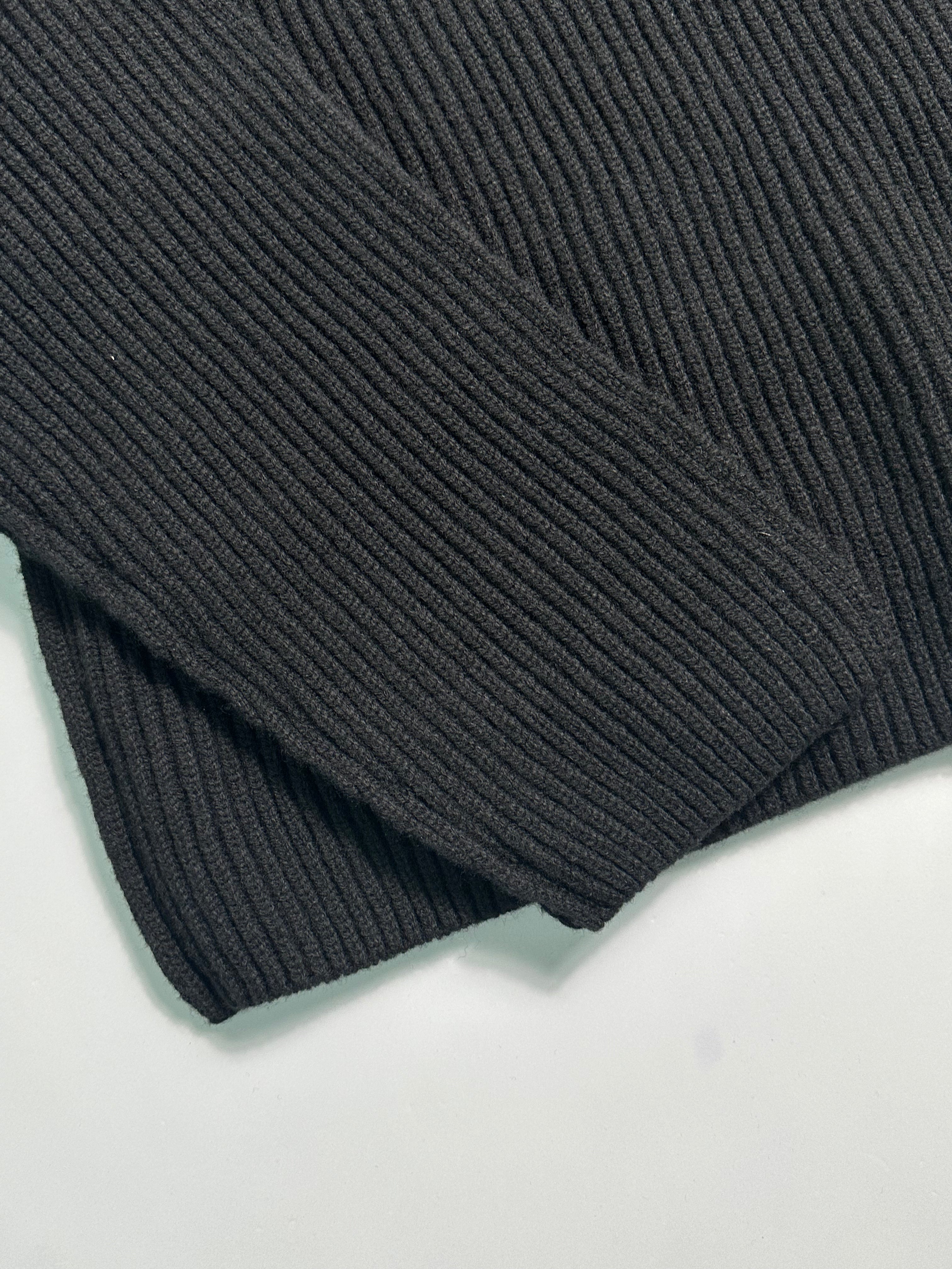 Black Virgin Wool Sweater With Visible Stitching