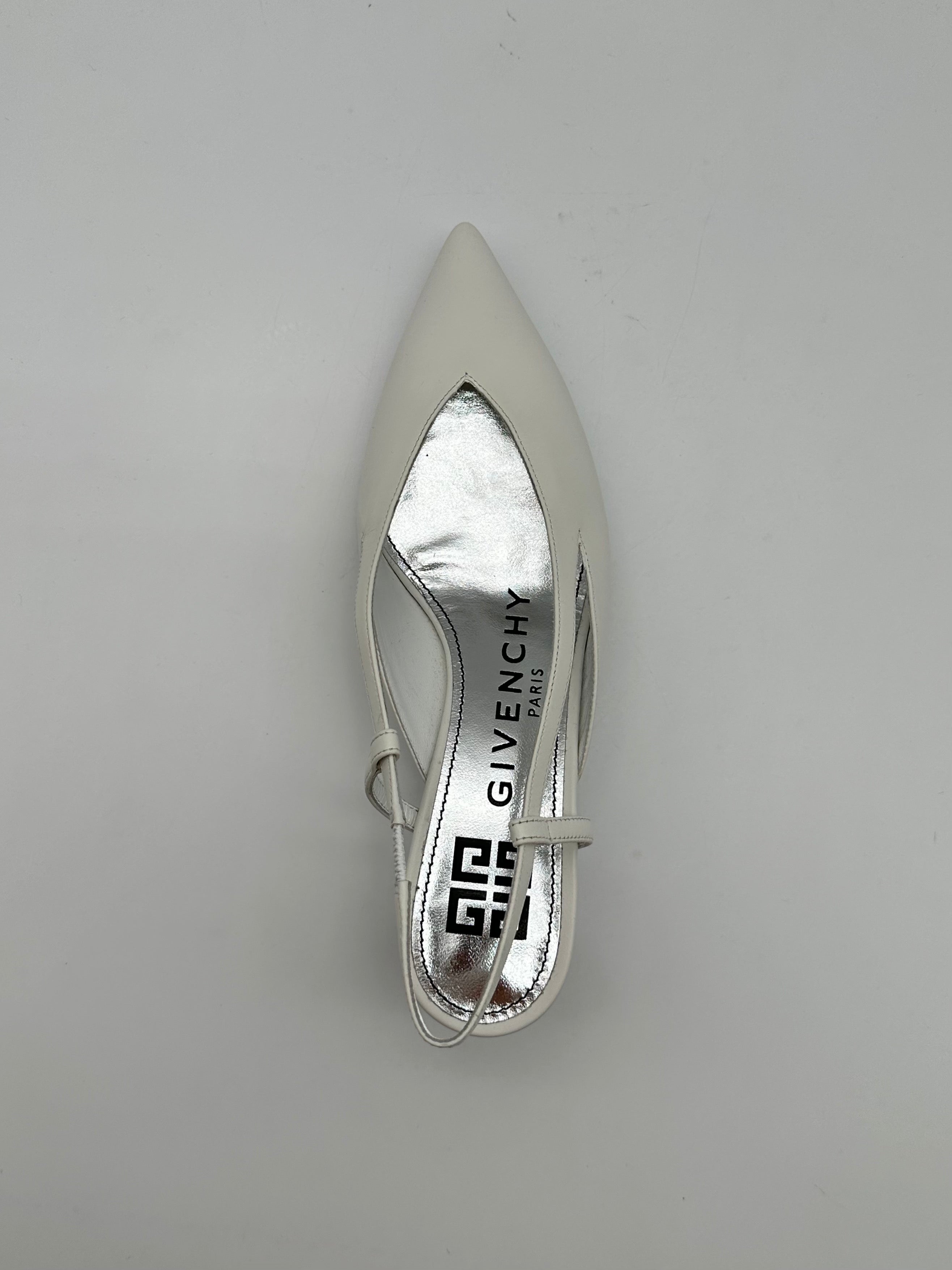 Décolleté Slingback Bianco Latte Con Tacco Basso