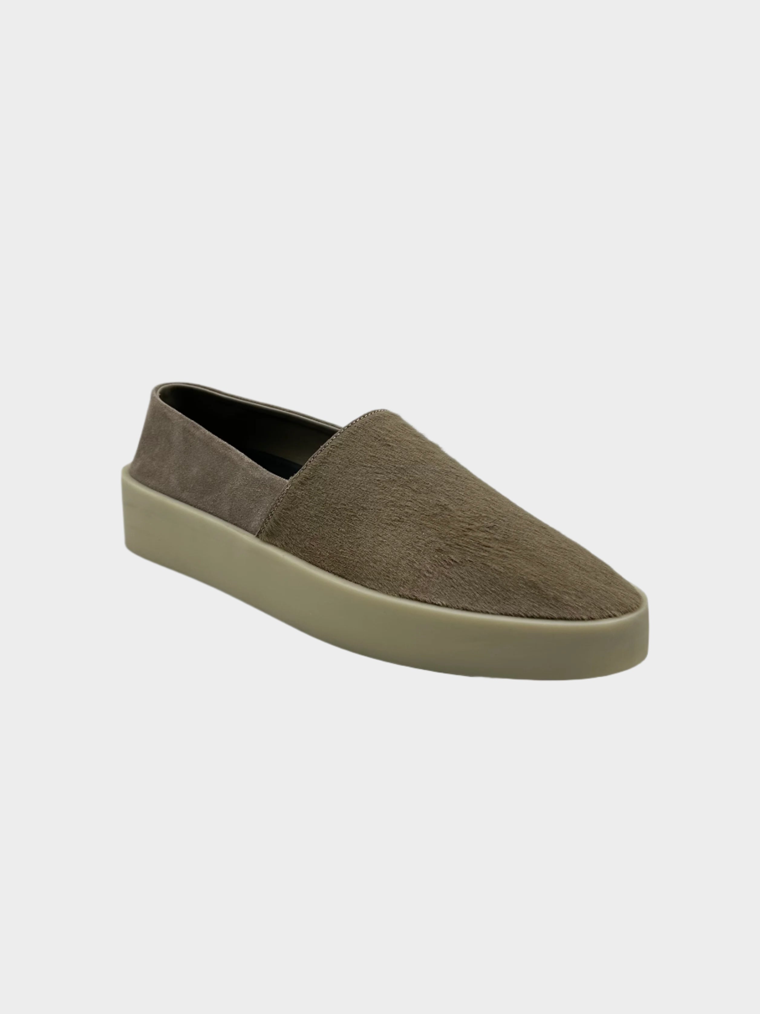 Taupe Suede Espadrilles With Pony Skin Details