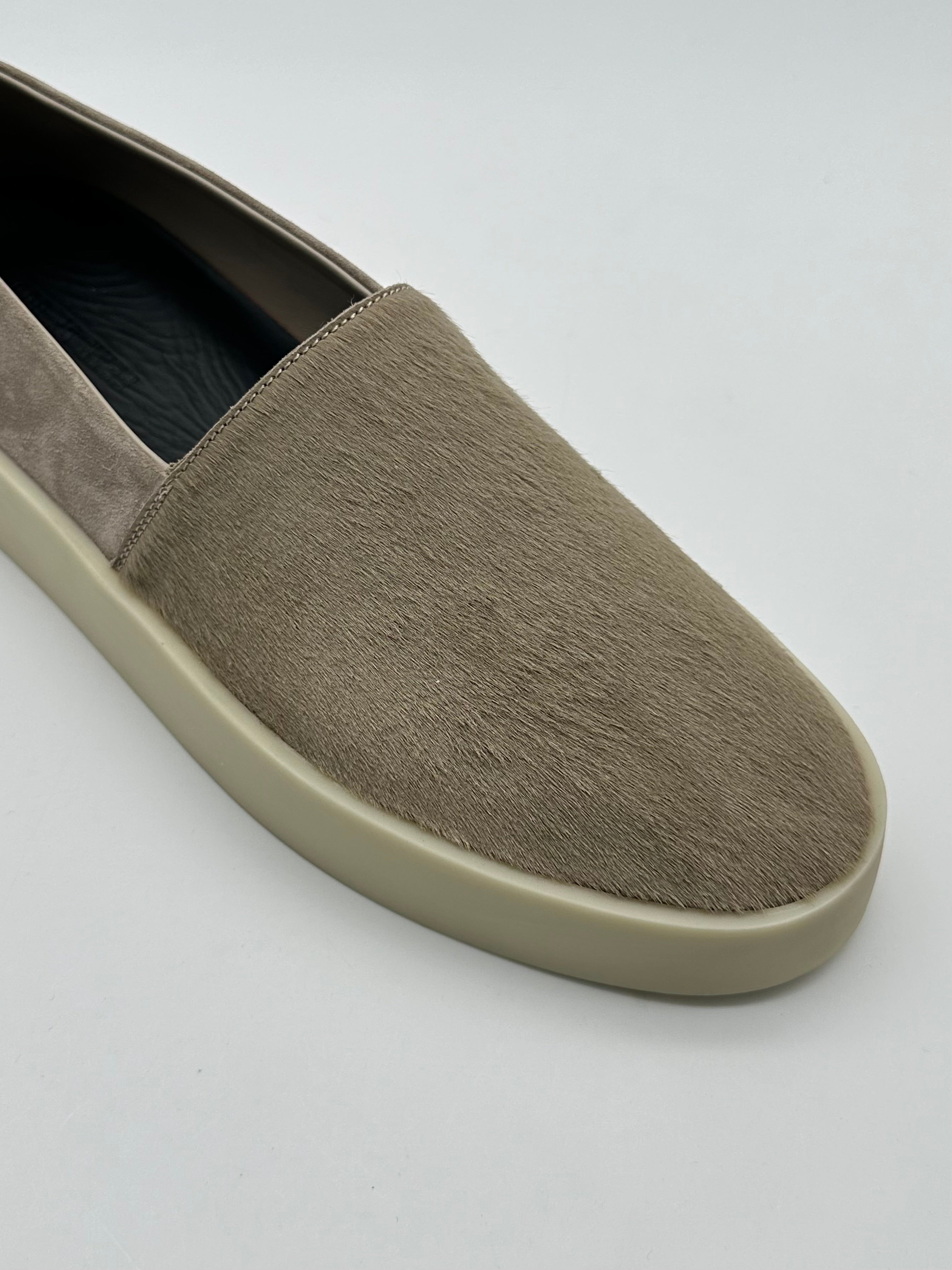 Taupe Suede Espadrilles With Pony Skin Details