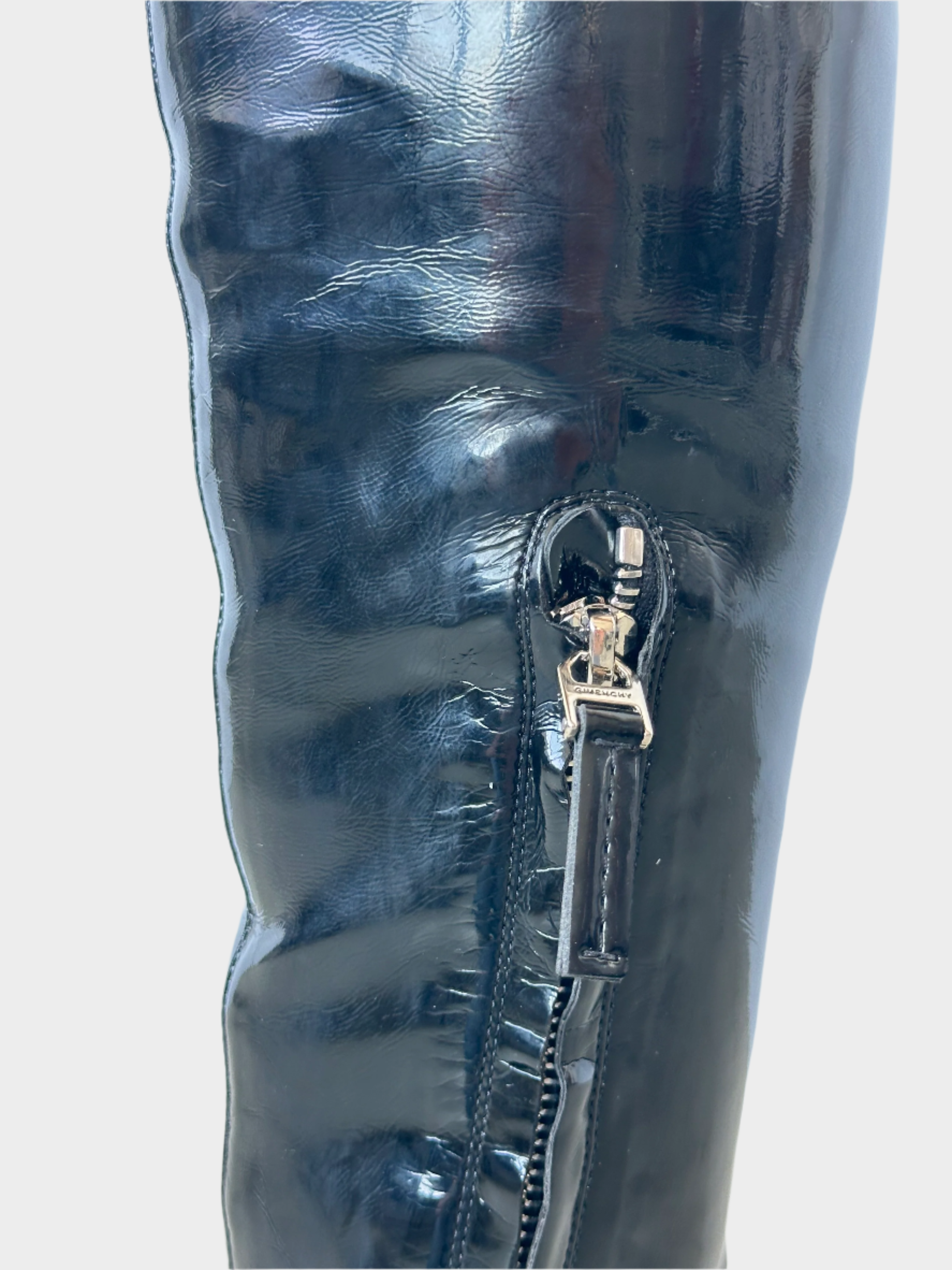 Stivali Over The Knee In Vernice Nera Lucida