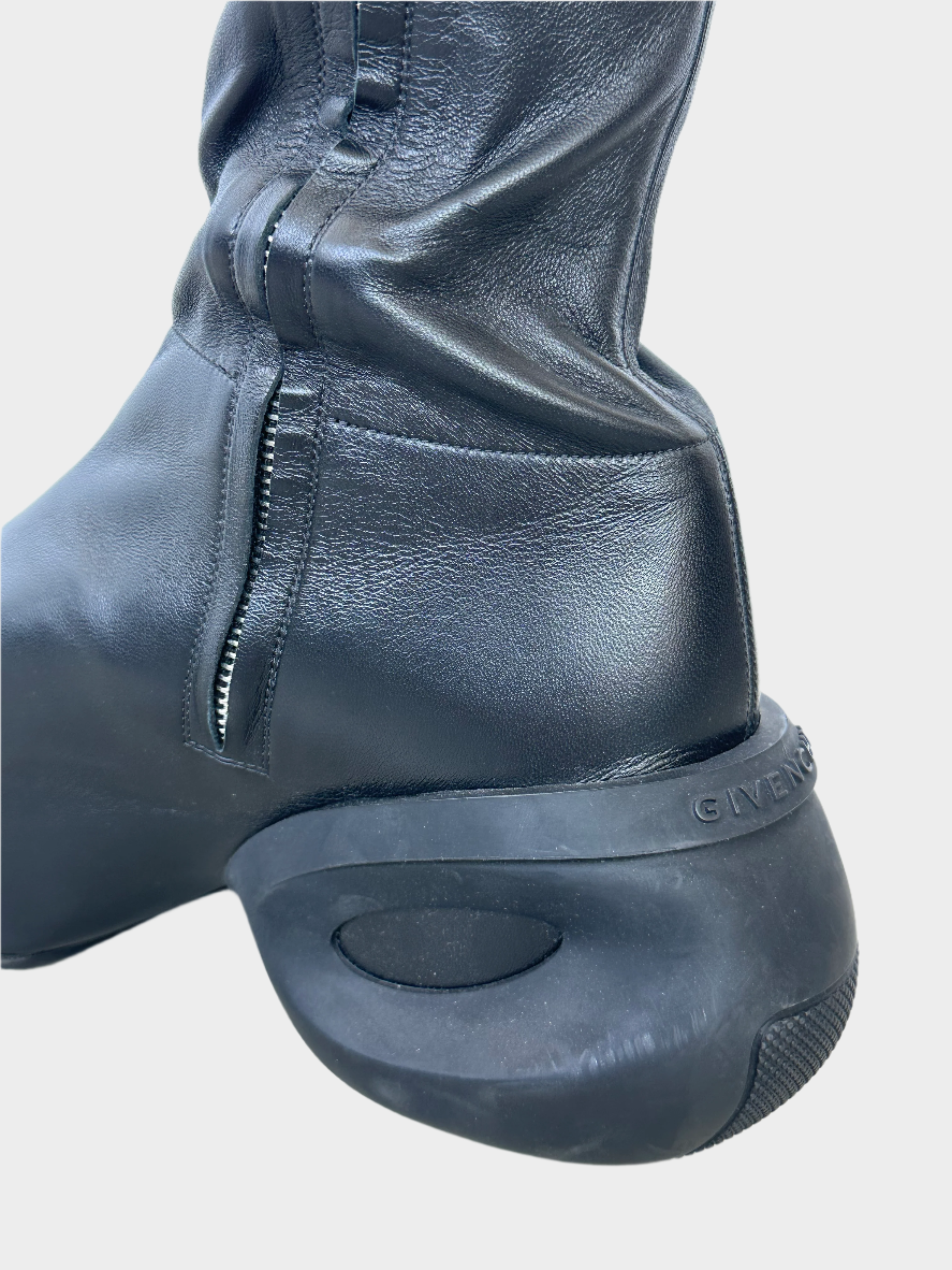 Over The Knee Boots In Matte Black Leather