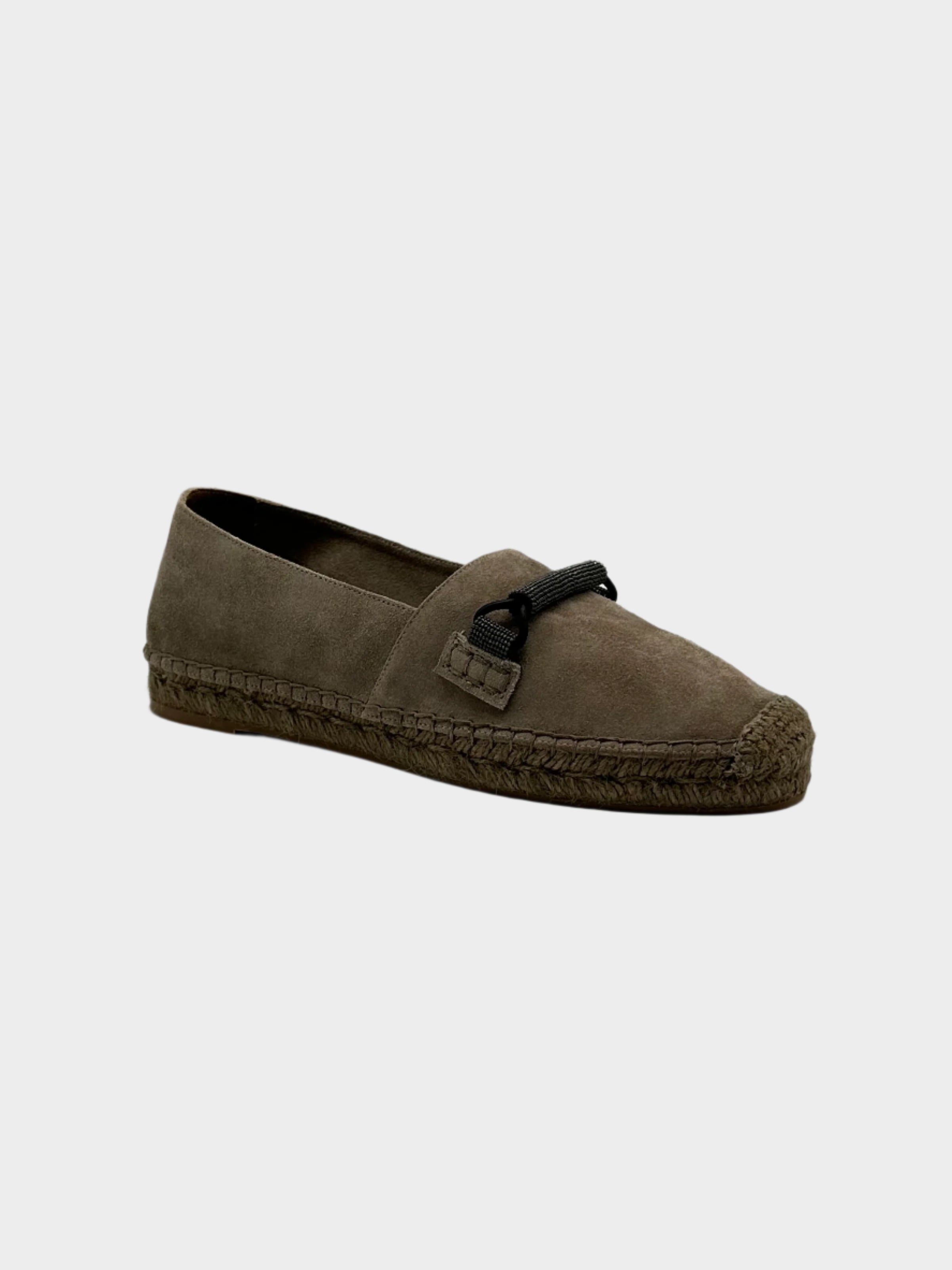 Brown Suede Espadrilles With Decorative Technical Lace