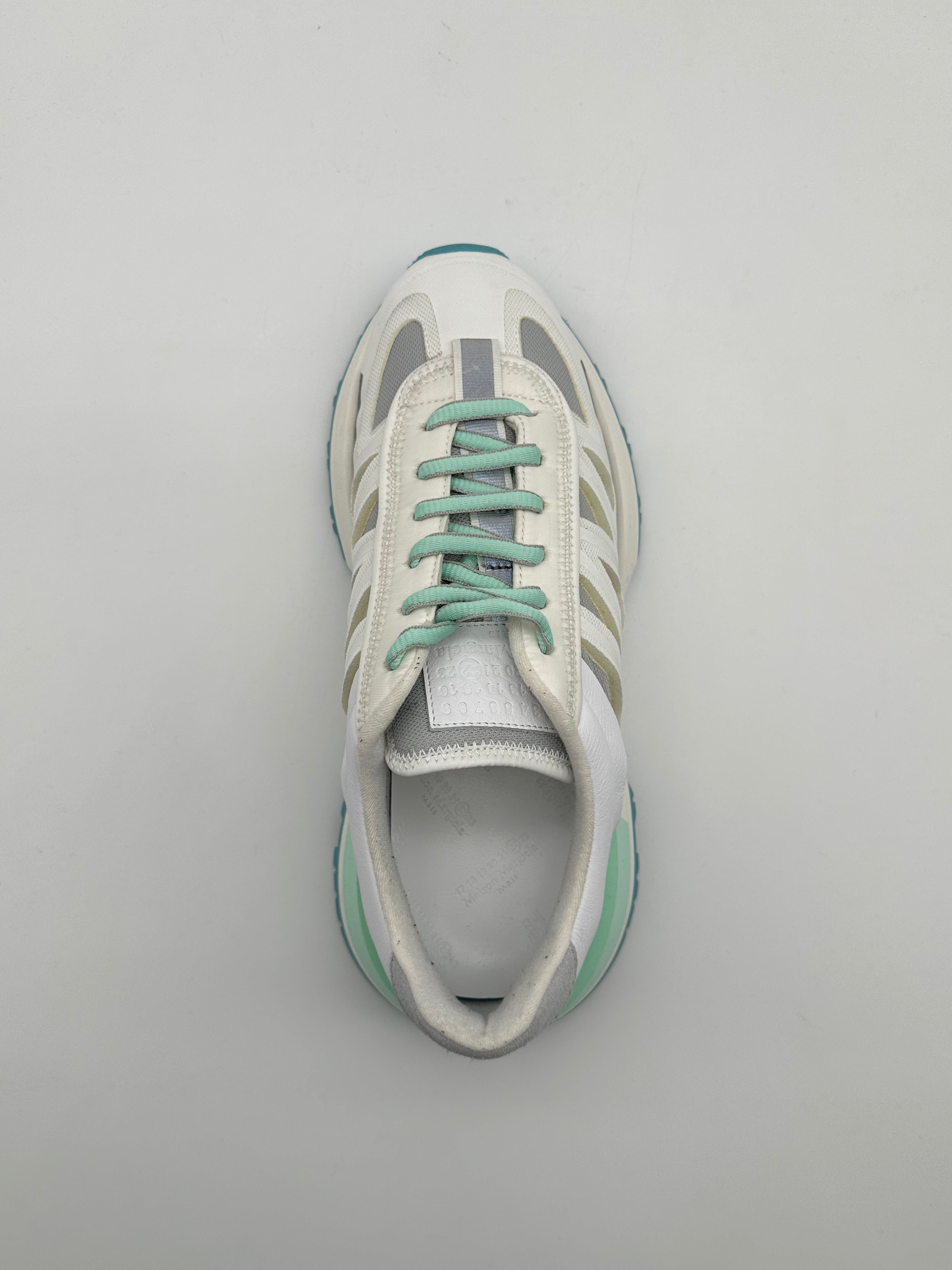 Sneaker Running Style Multimateriale Con Suola Chunky Bianco/Azzurro
