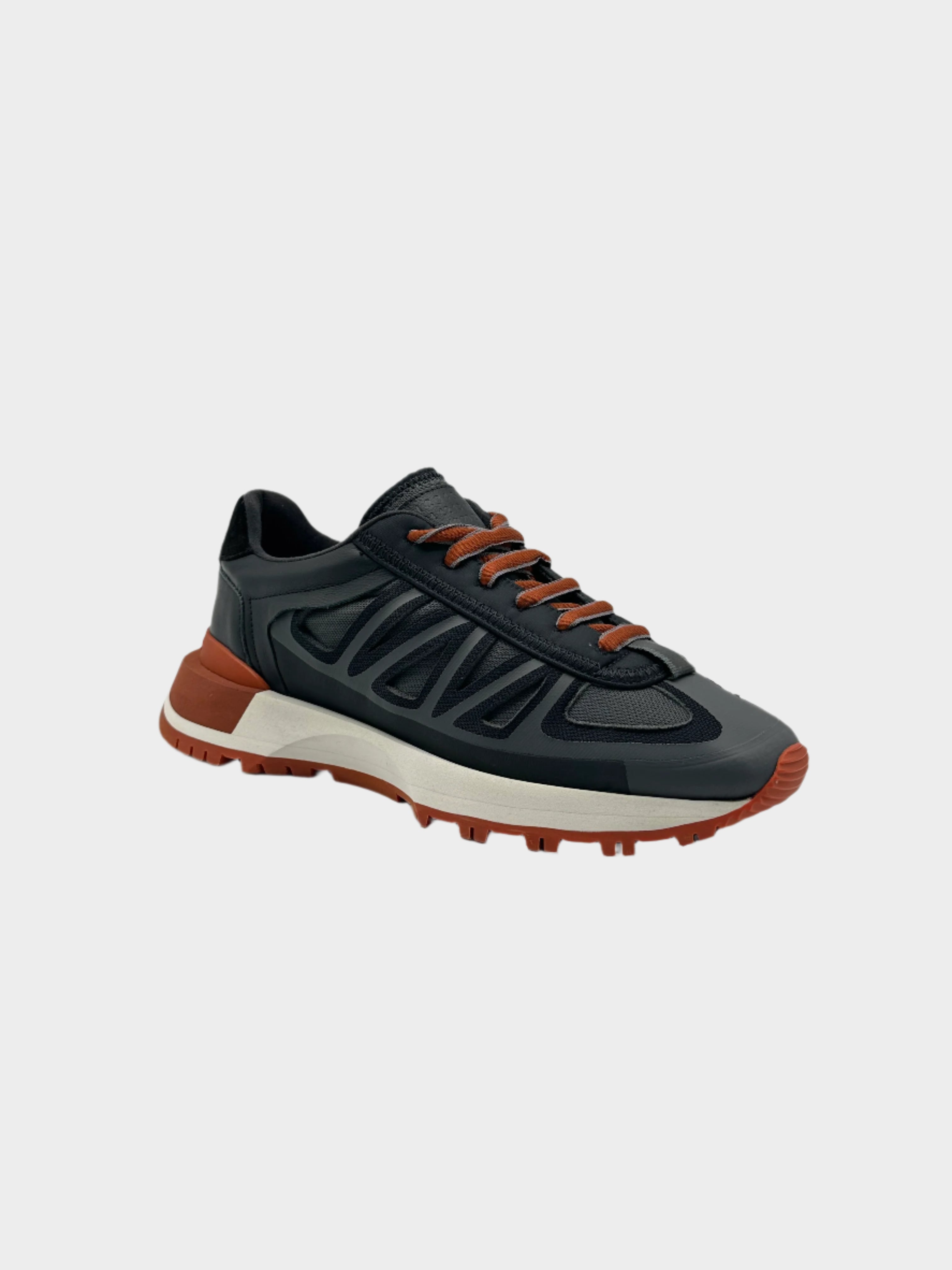 Sneaker Running Style Multimateriale Con Suola Chunky Nero/Ruggine