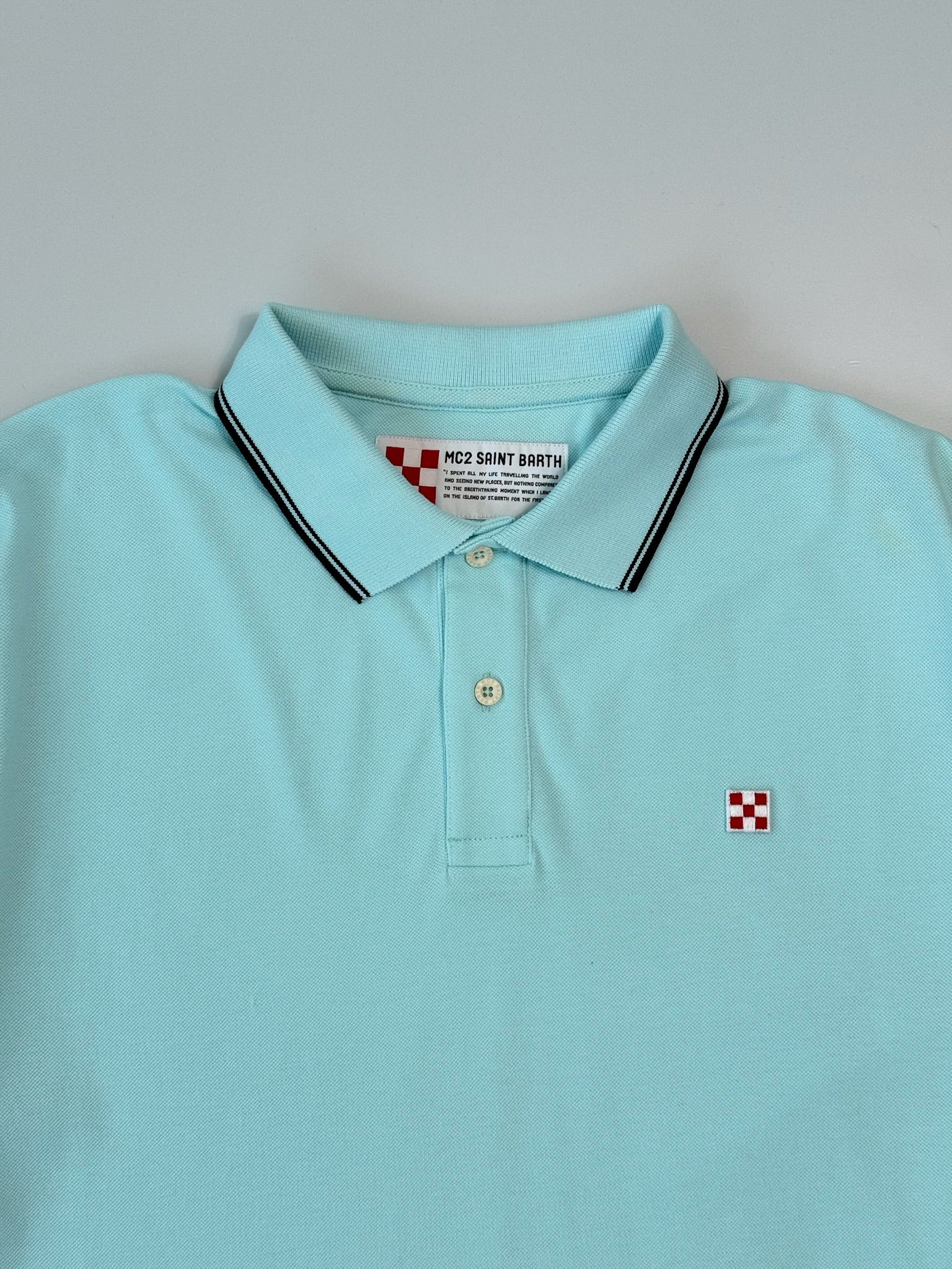 Polo Beverly Hills In Piqué Azzurra Con Profili A Contrasto