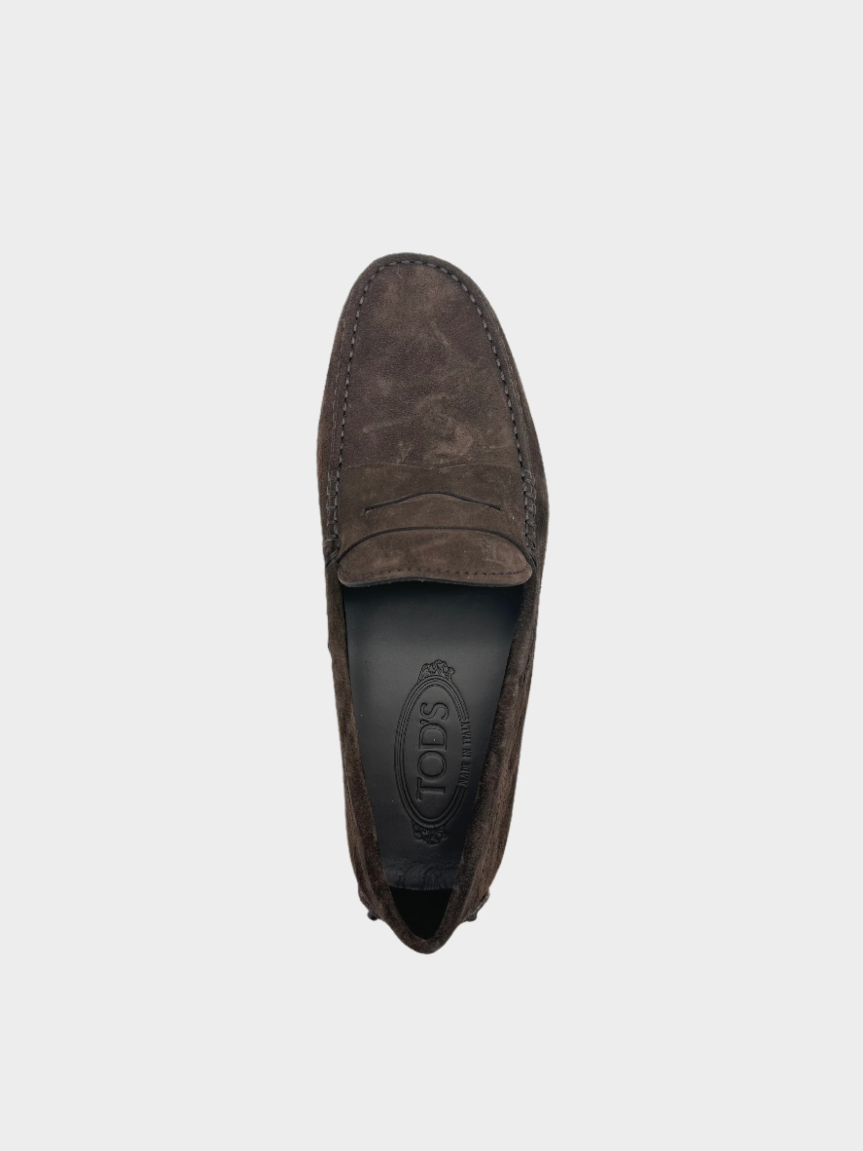 Mocassino In Pelle Scamosciata Marrone Con Gommini