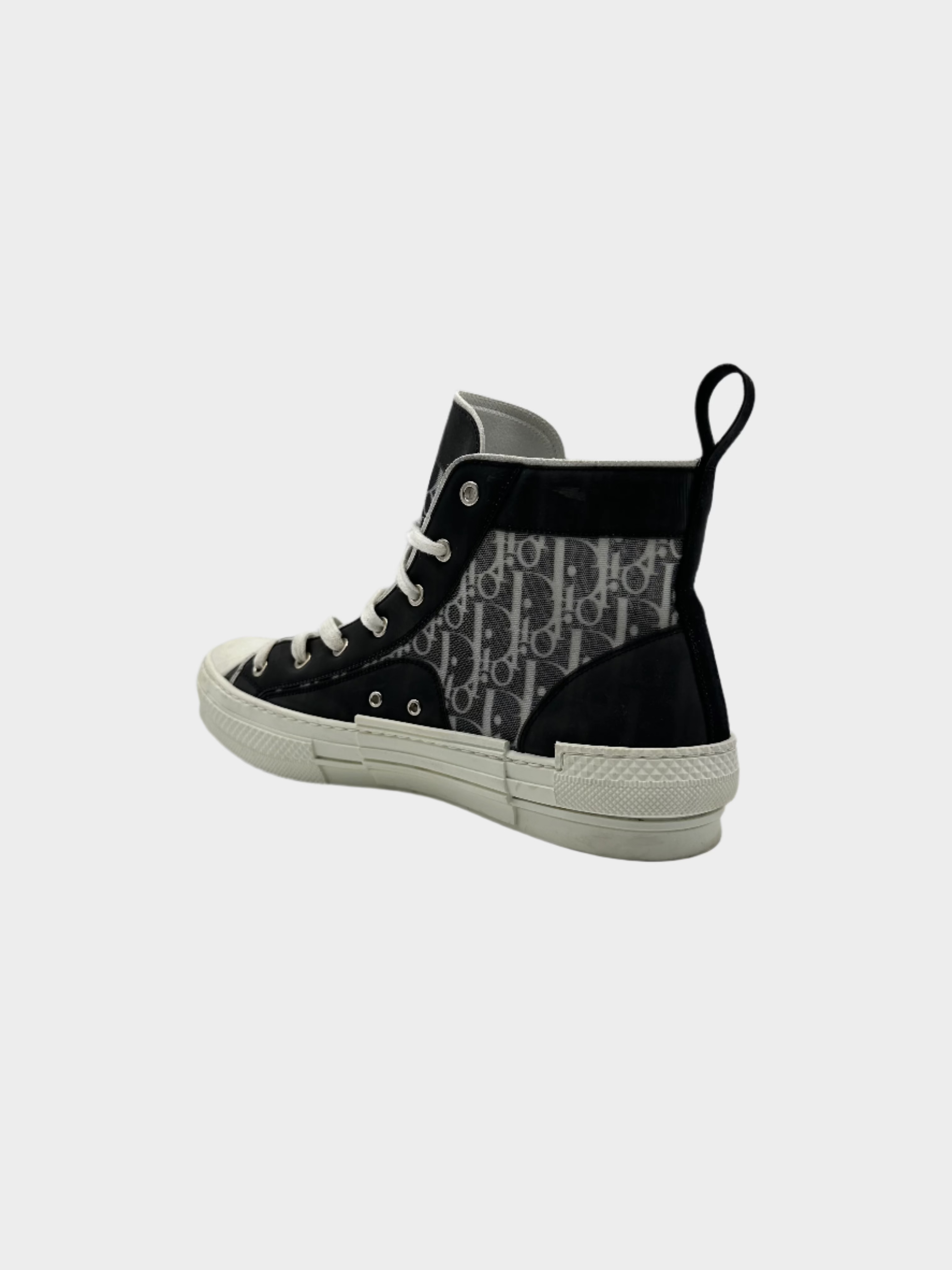 Sneakers Alte Dior B23 In Tela Trasparente Con Monogramma Nero
