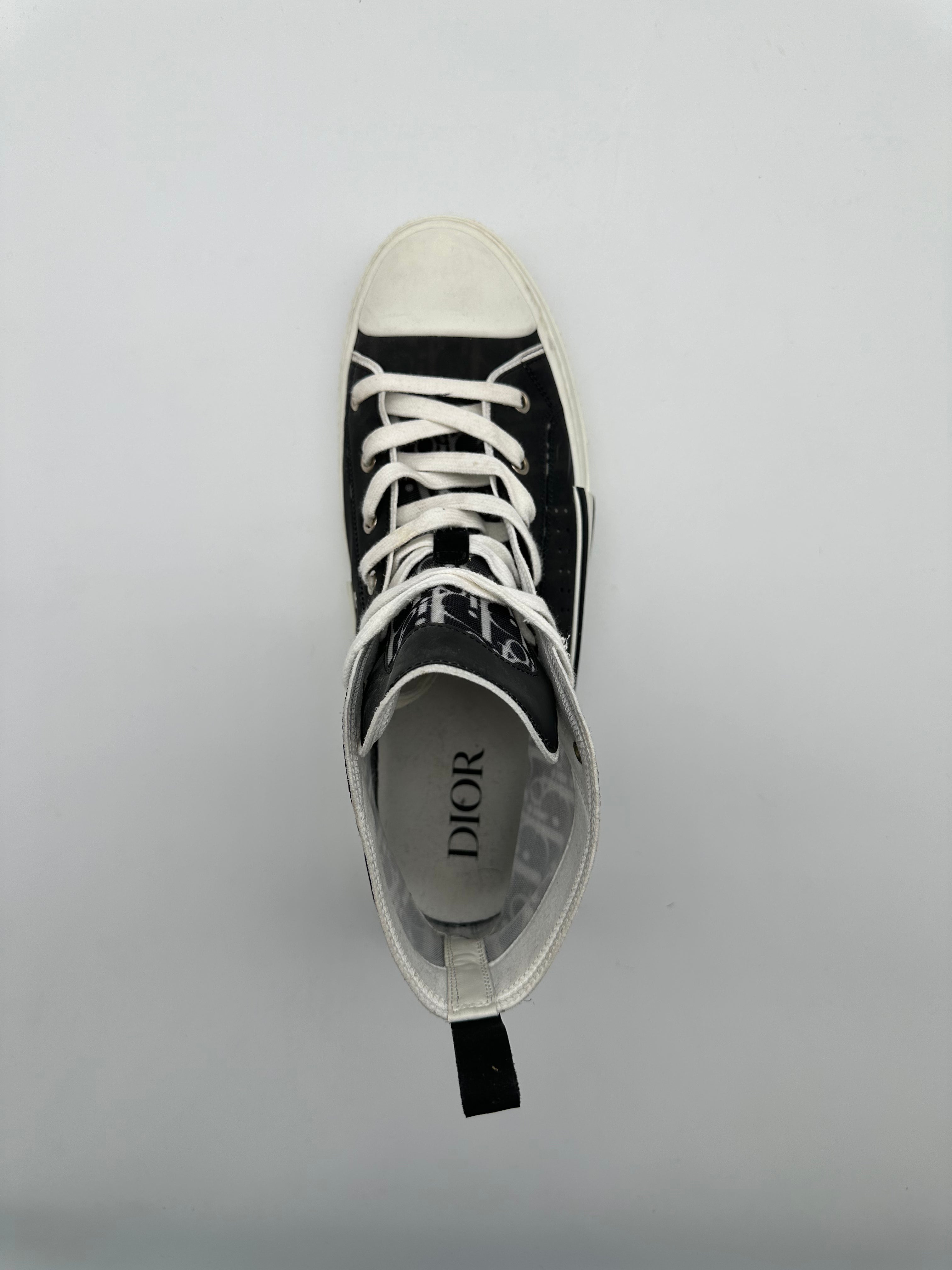Sneakers Alte Dior B23 In Tela Trasparente Con Monogramma Nero