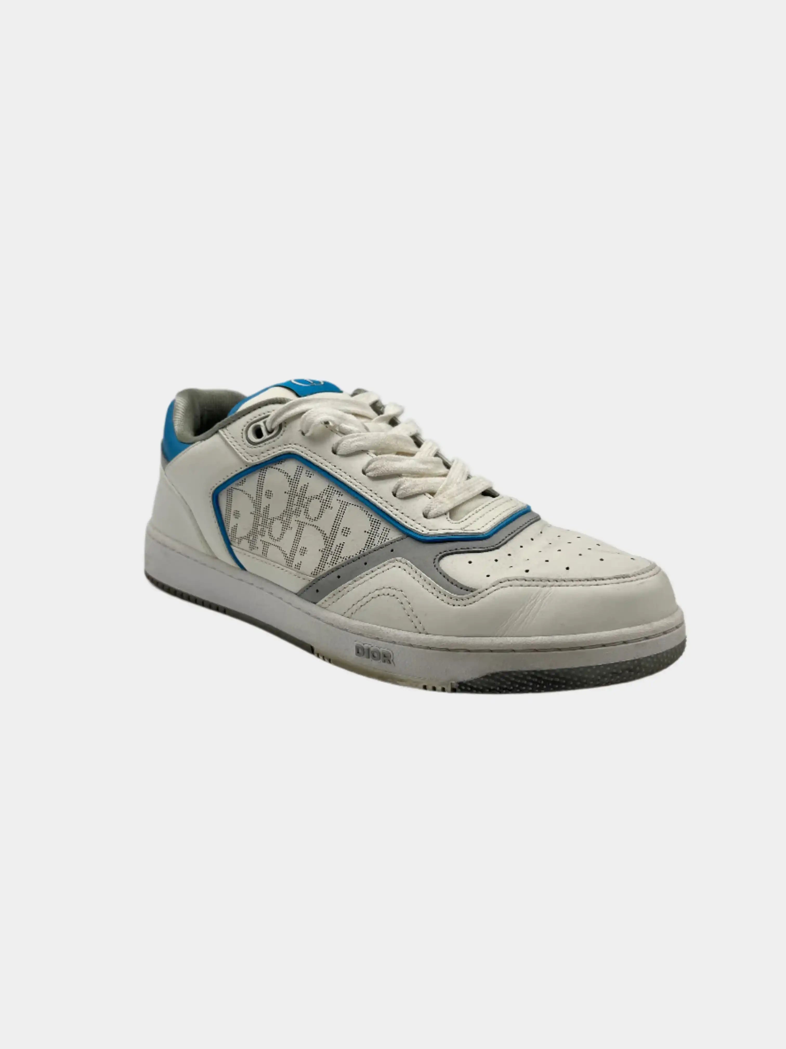 Sneakers B27 Low-Top Bianco Con Dettagli Azzurri