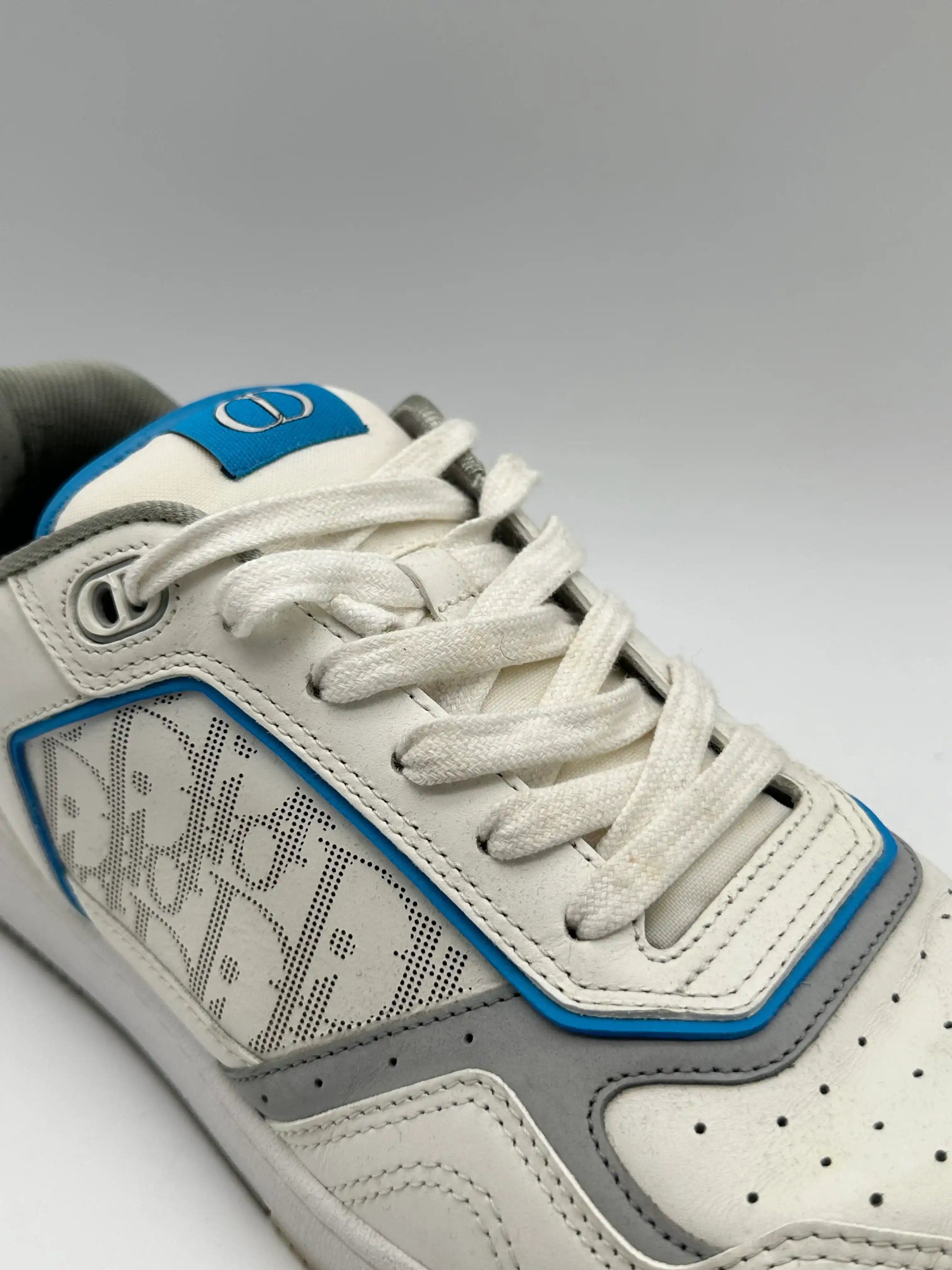 Sneakers B27 Low-Top Bianco Con Dettagli Azzurri