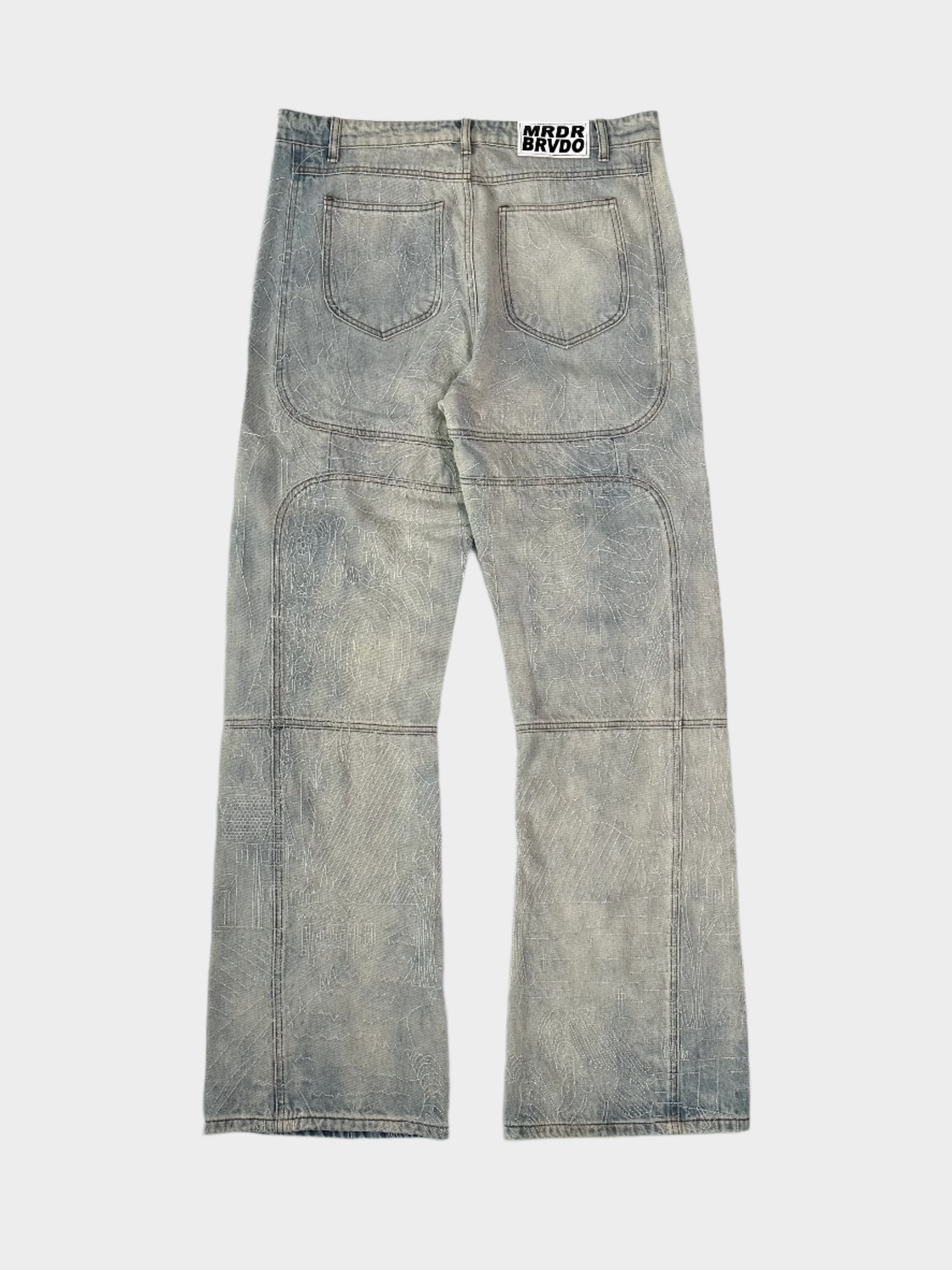 Light Denim Jeans With Scratched Effect