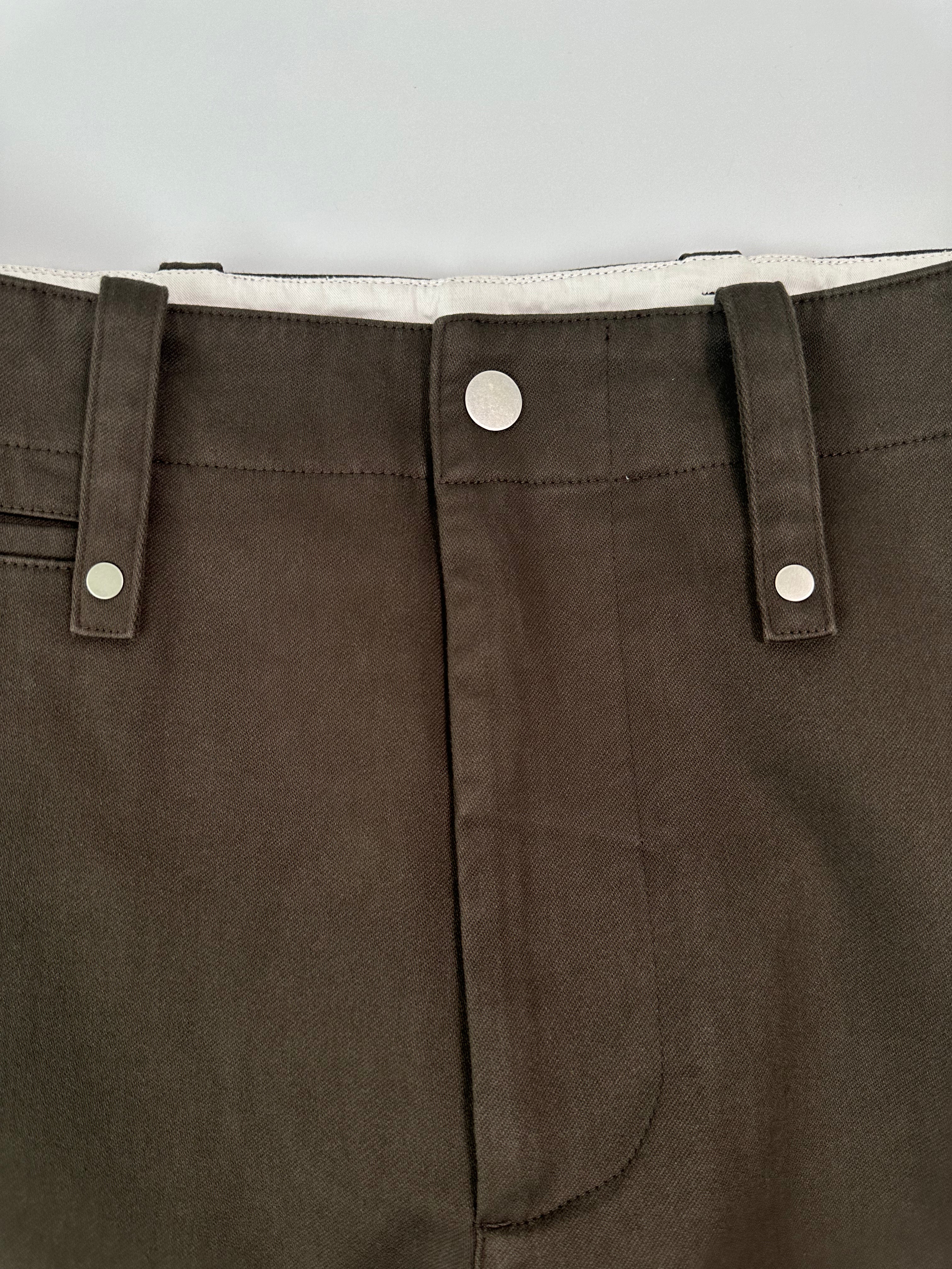 Pantaloni Marroni In Cotone Con Gamba Dritta