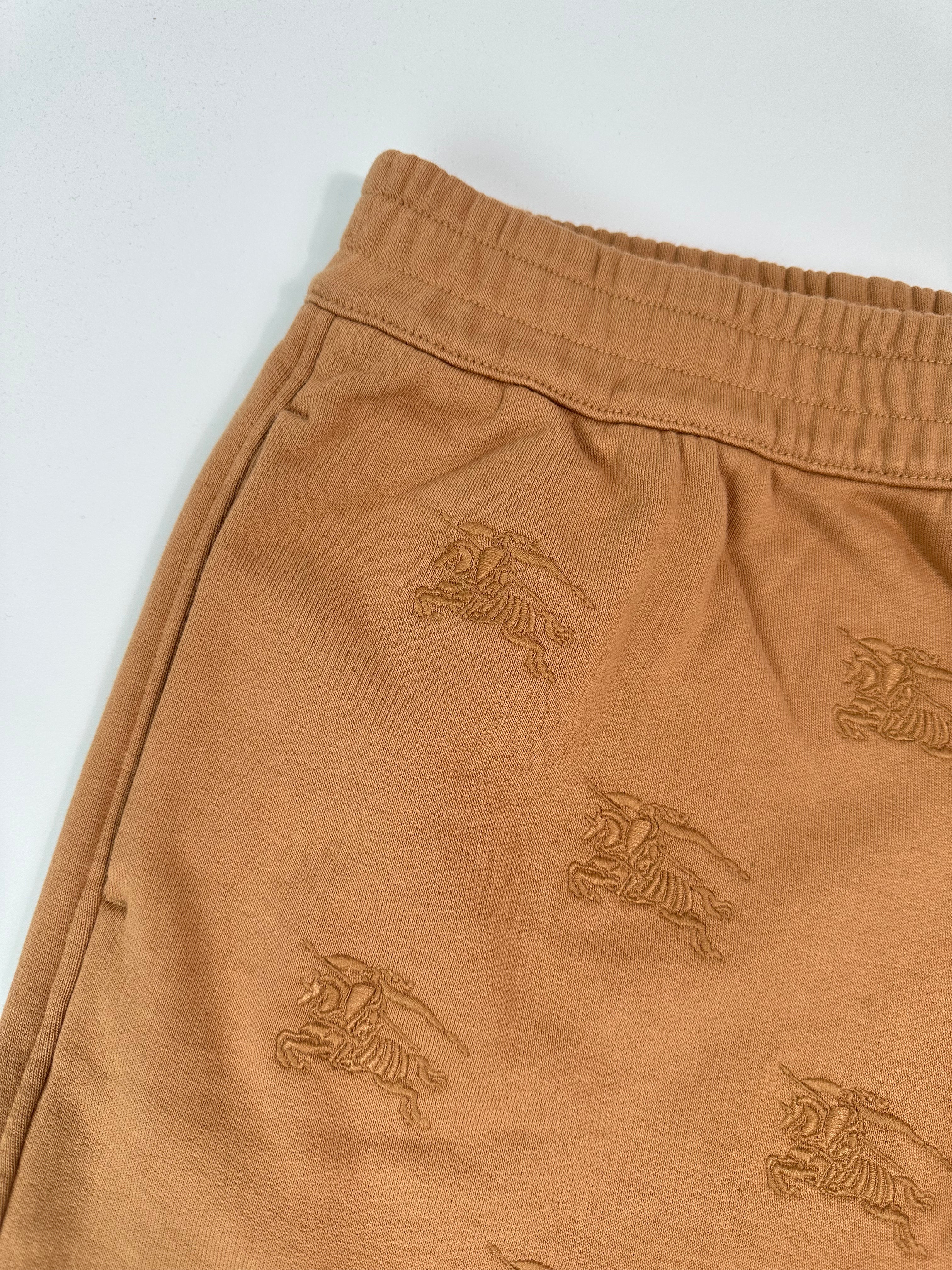 Pantaloni Tuta Cammello Con Logo Ricamato All-Over