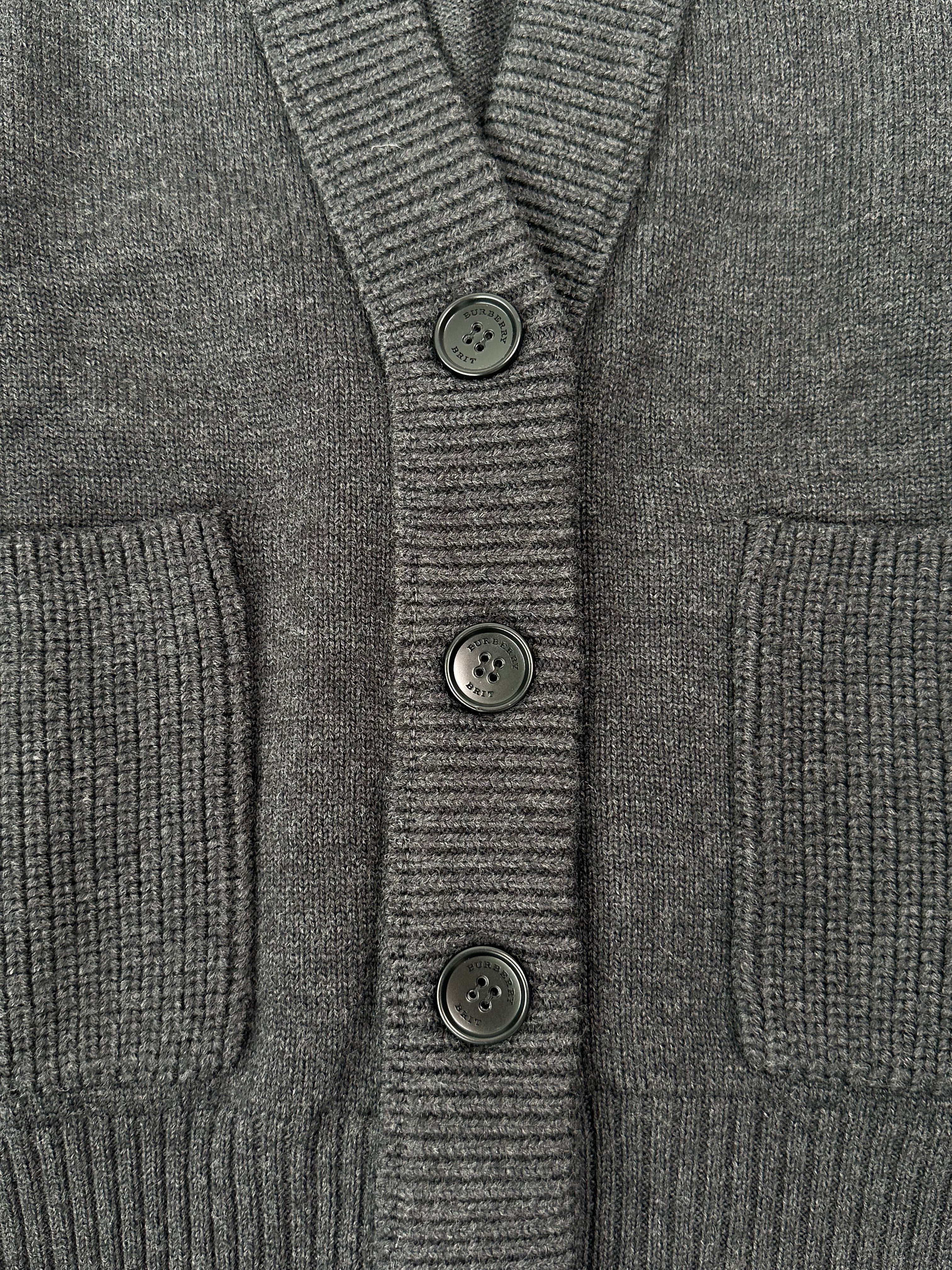 Cardigan In Maglia Di Lana Dark Grey Melange