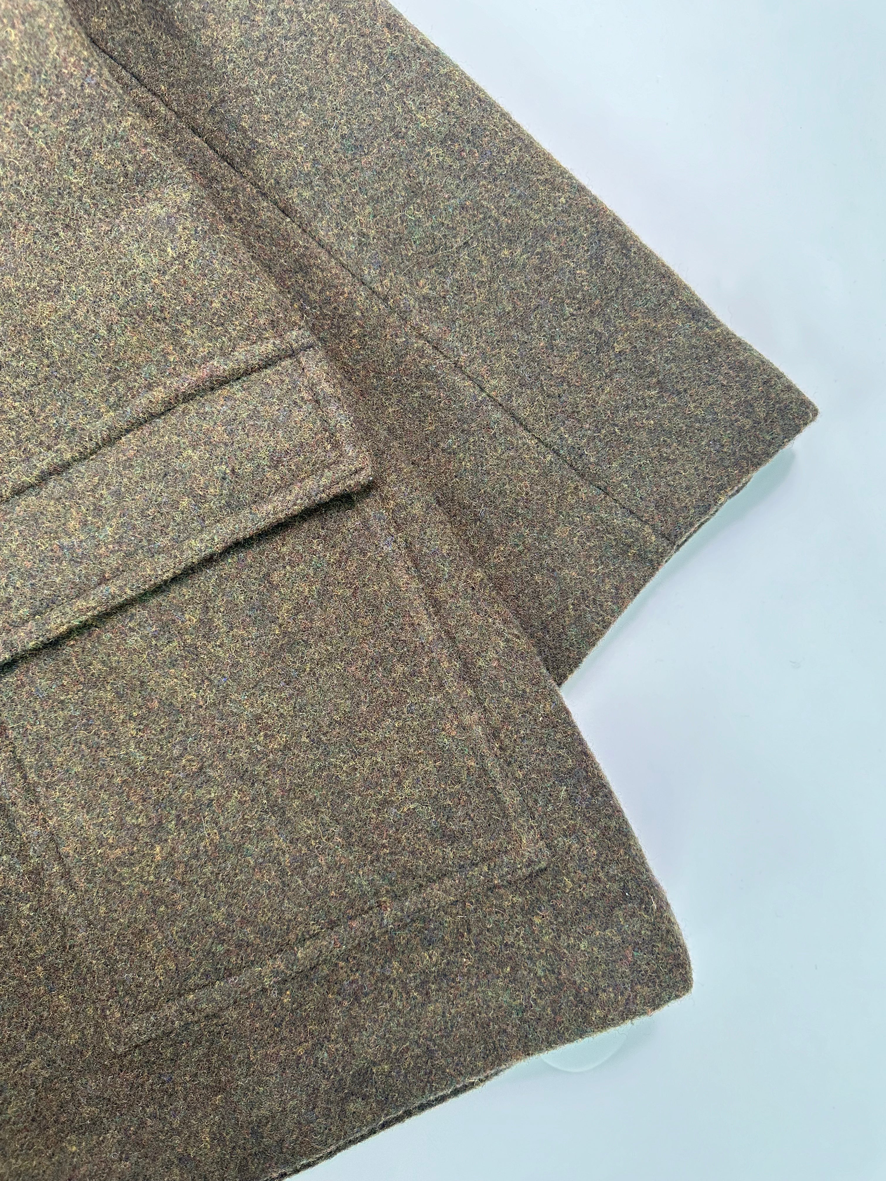 Cappotto In Lana Con Cappuccio E Tasche Frontali Verde Oliva