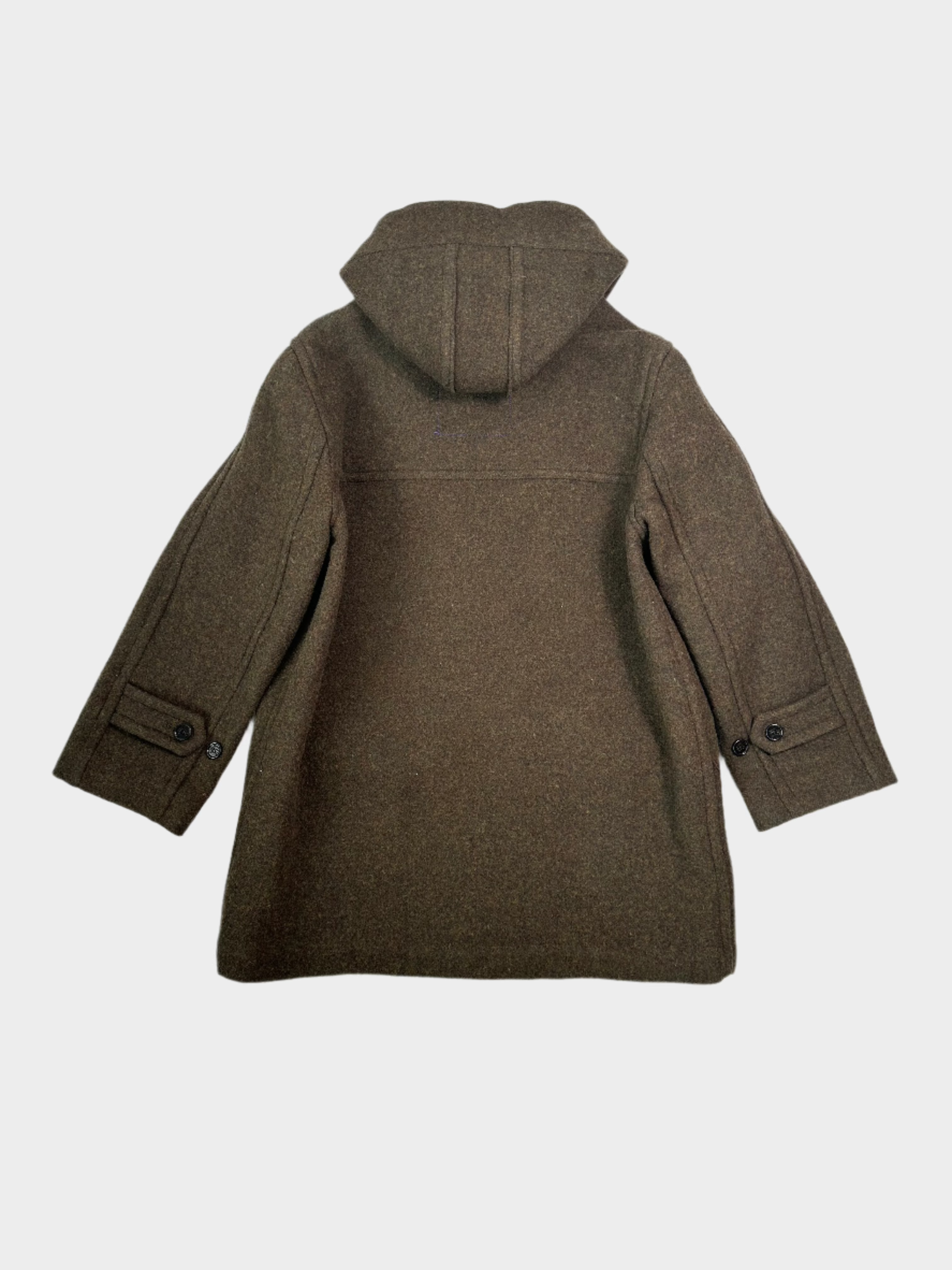 Cappotto In Lana Con Cappuccio E Tasche Frontali Verde Oliva